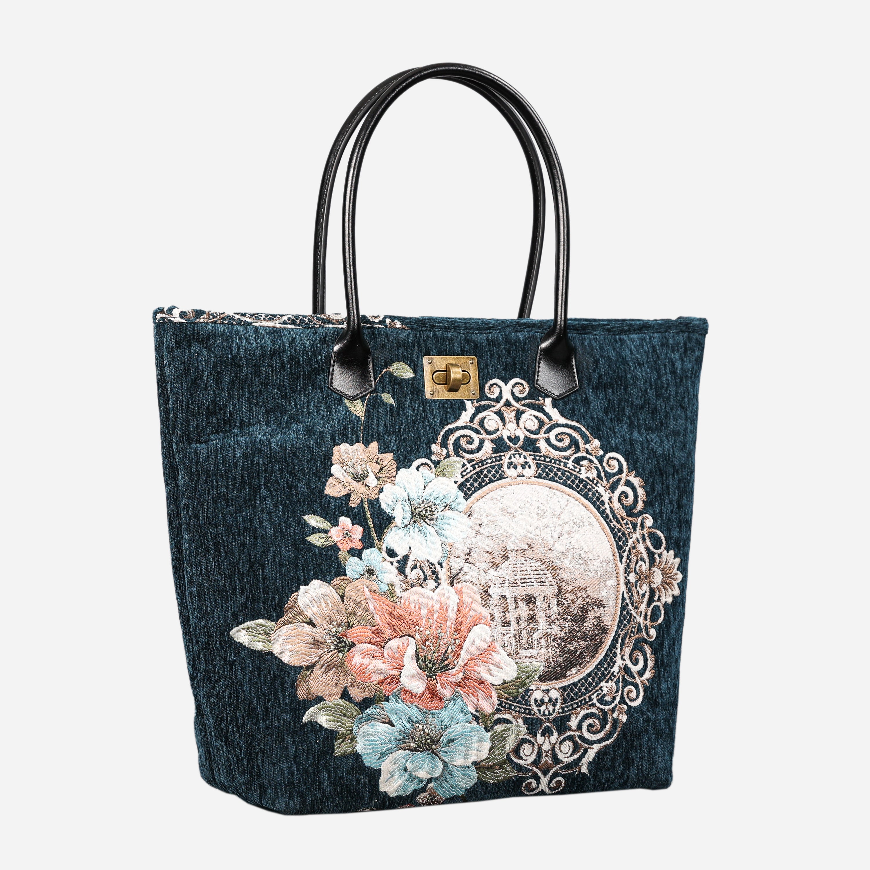 Chateau Cyprus Green Carpet Tote Shopper carpet bag MCW Handmade of America front