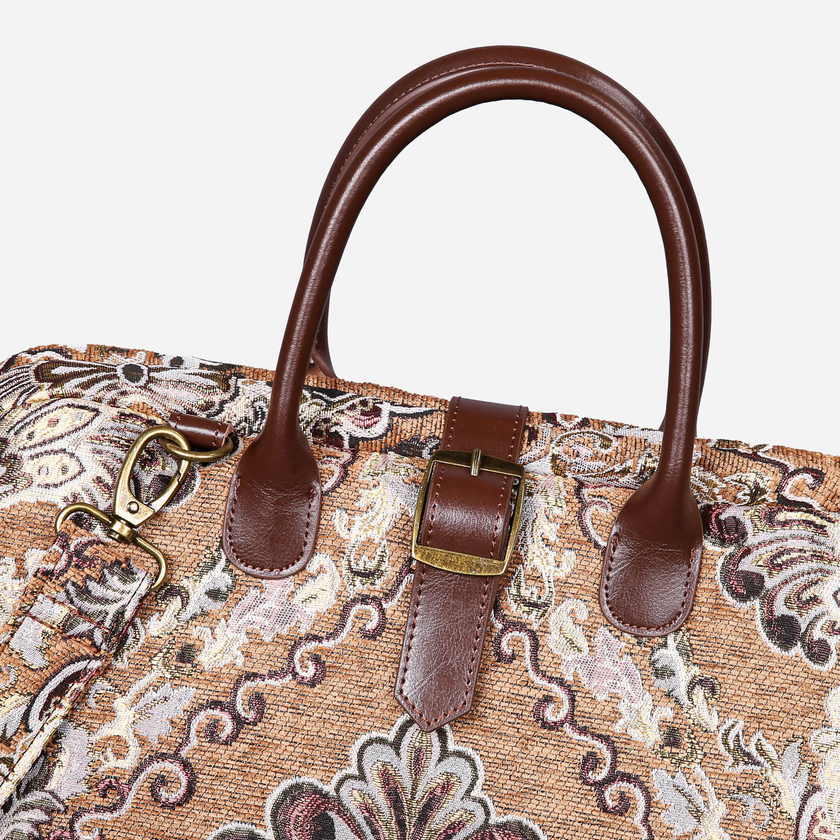 Chateau Nostalgia Brown Mary Poppins Weekender Carpetbag of America buckle