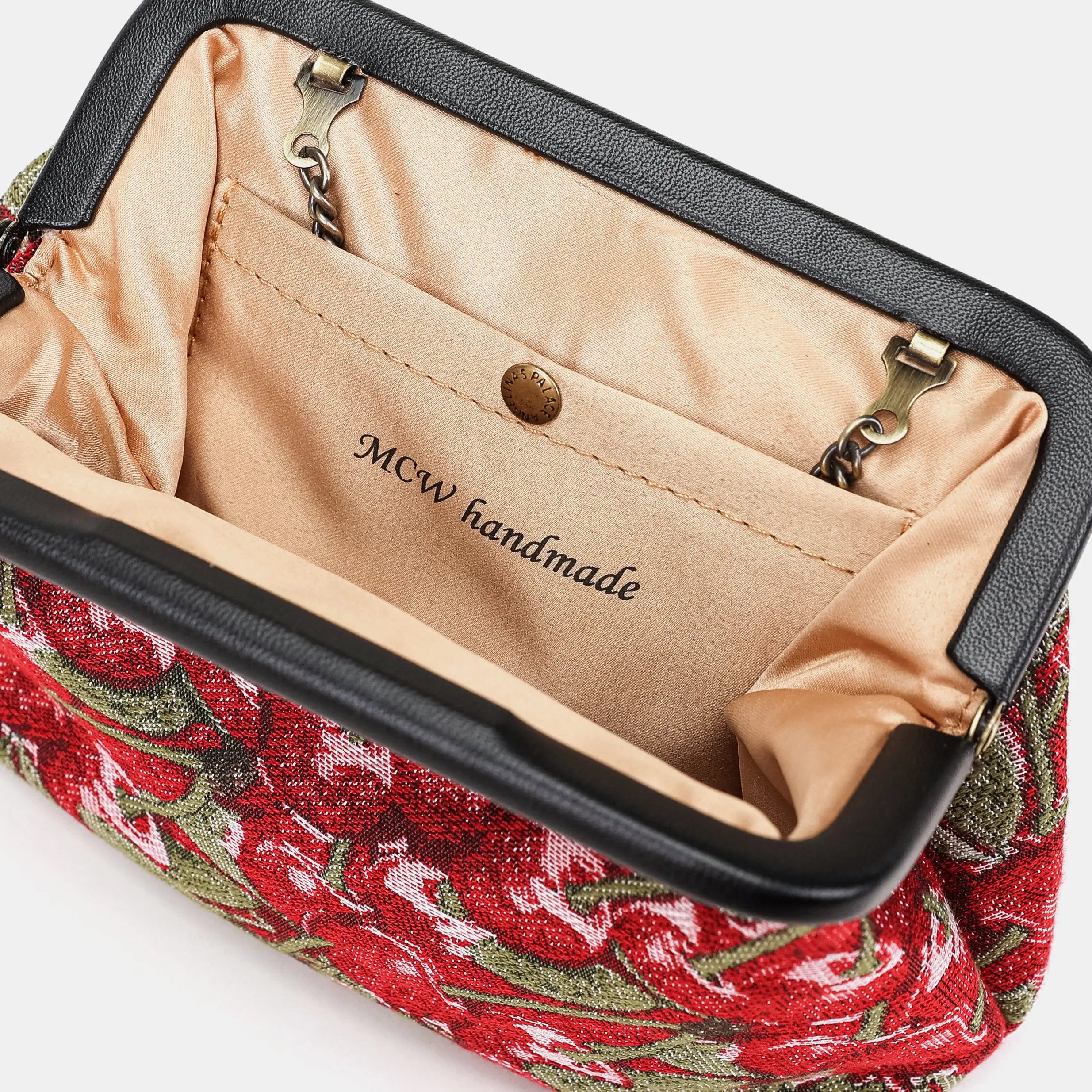 Cherry Cascade Alma Clutch Carpetbag of America detail