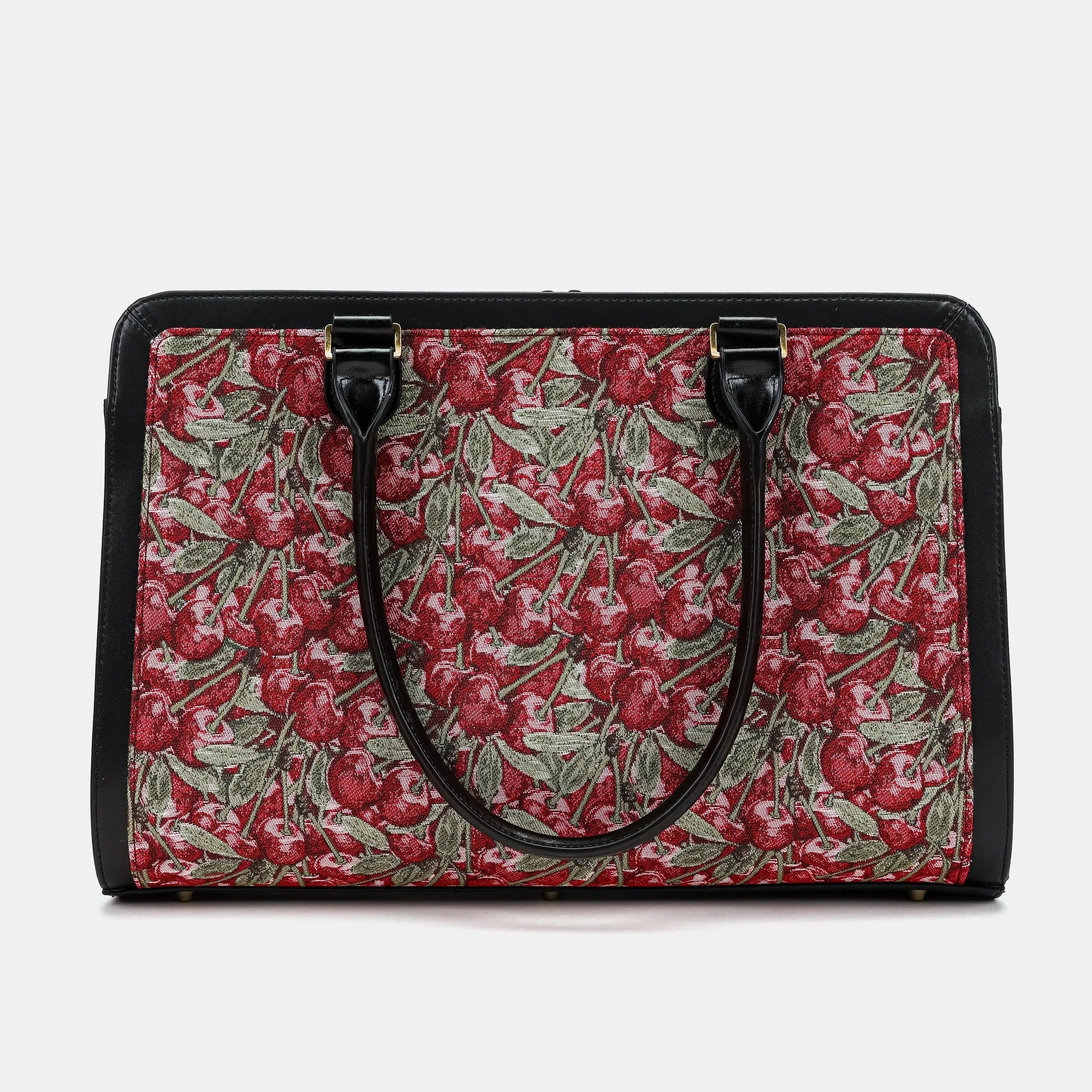 Cherry Cascade Business Tote Carpetbag of America handle dowm