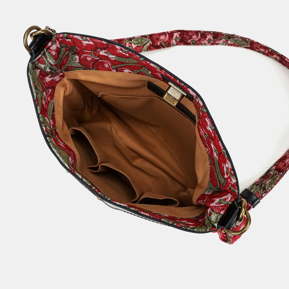 Cherry Cascade Butterfly Crossbody Bag Carpet bag of America inside