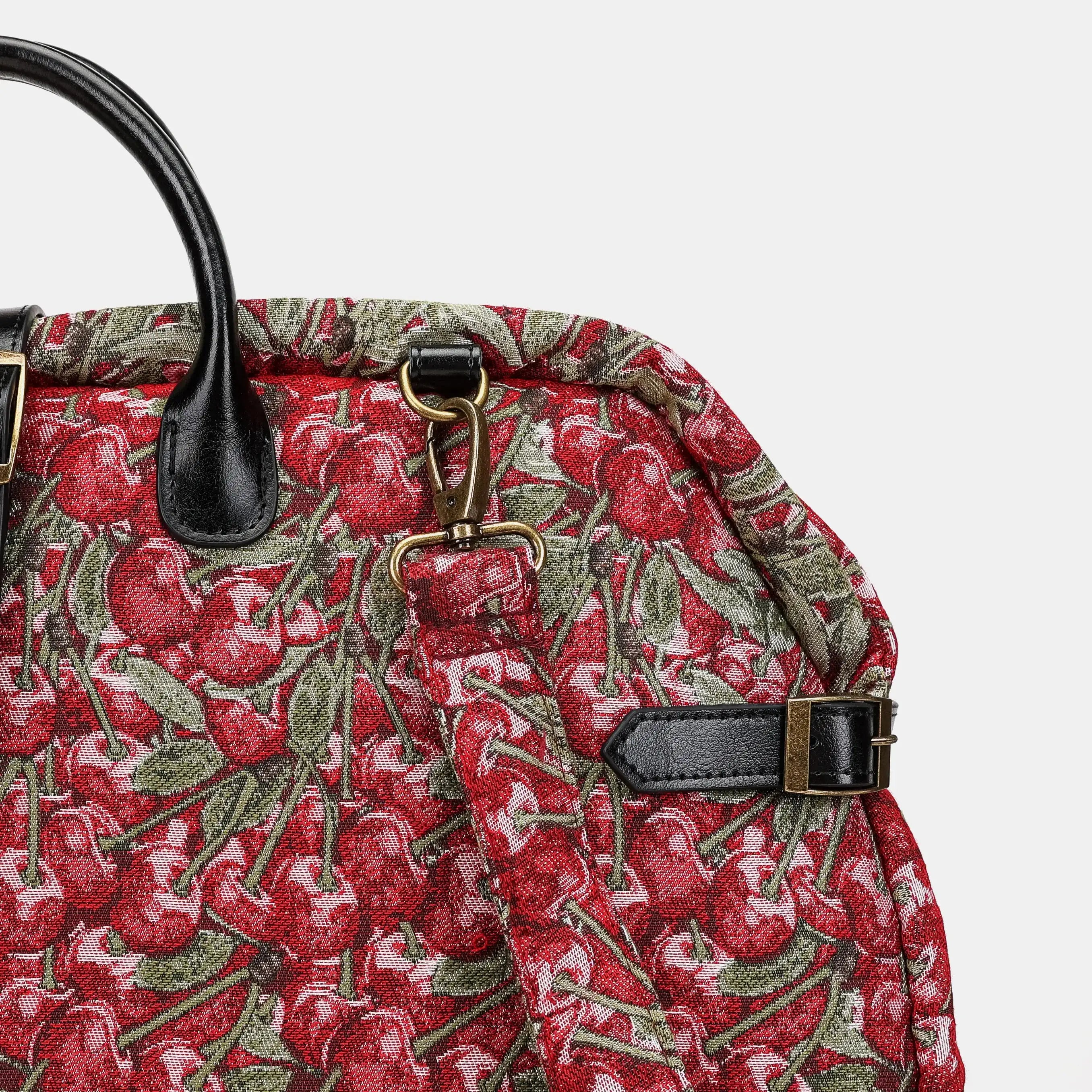 Cherry Cascade Carpet Garment Bag Carpetbag of America closure