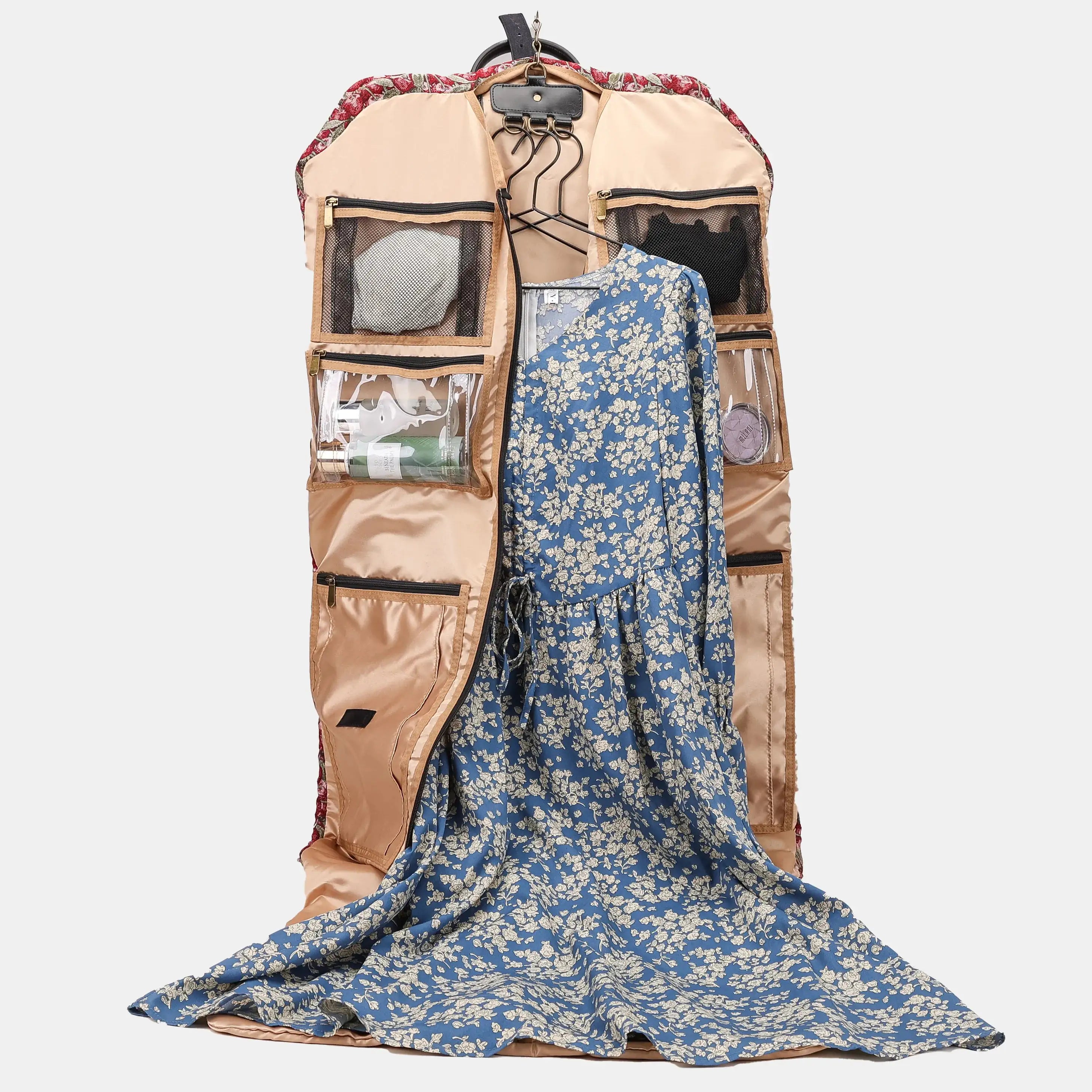 Cherry Cascade Carpet Garment Bag Carpetbag of America in use