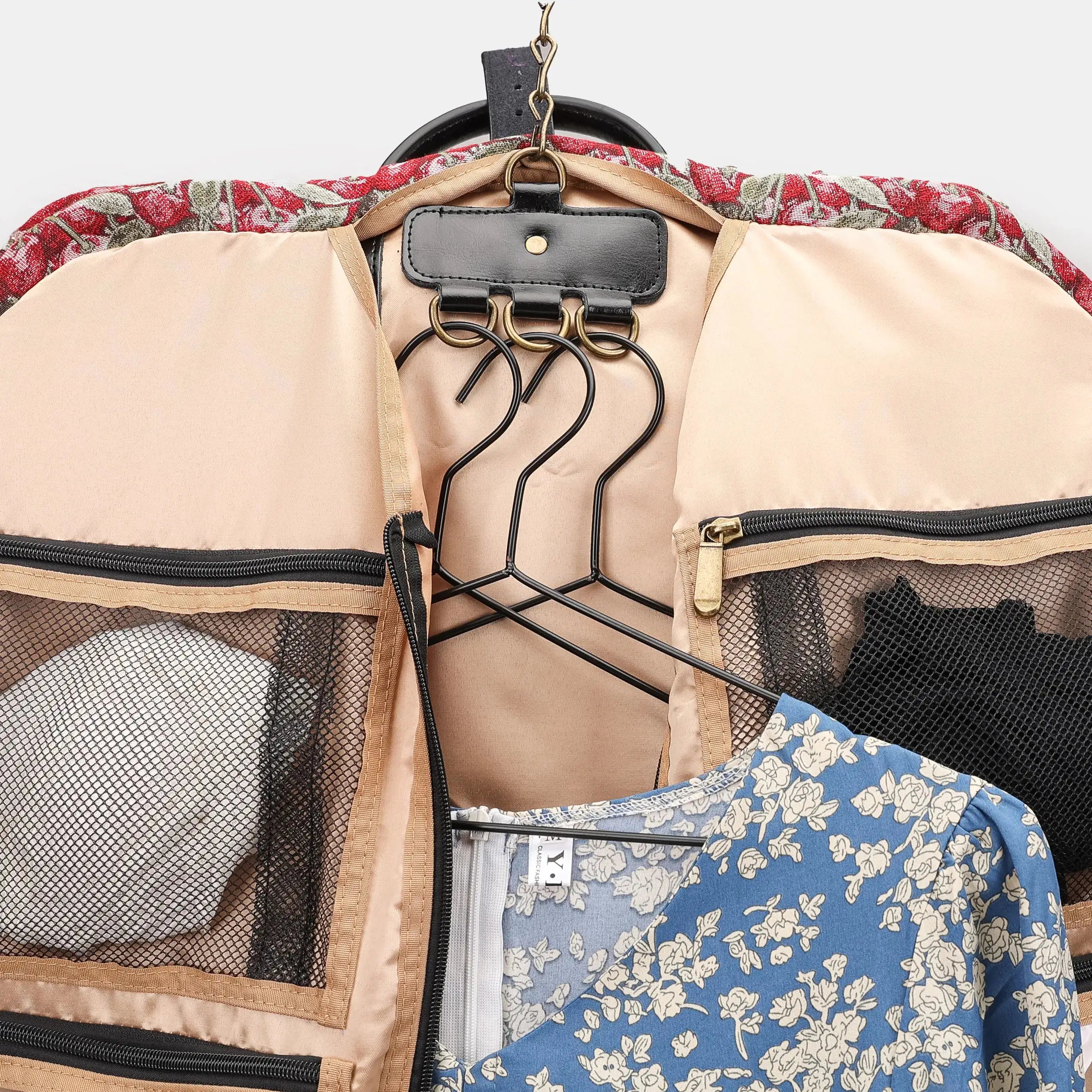 Cherry Cascade Carpet Garment Bag Carpetbag of America details