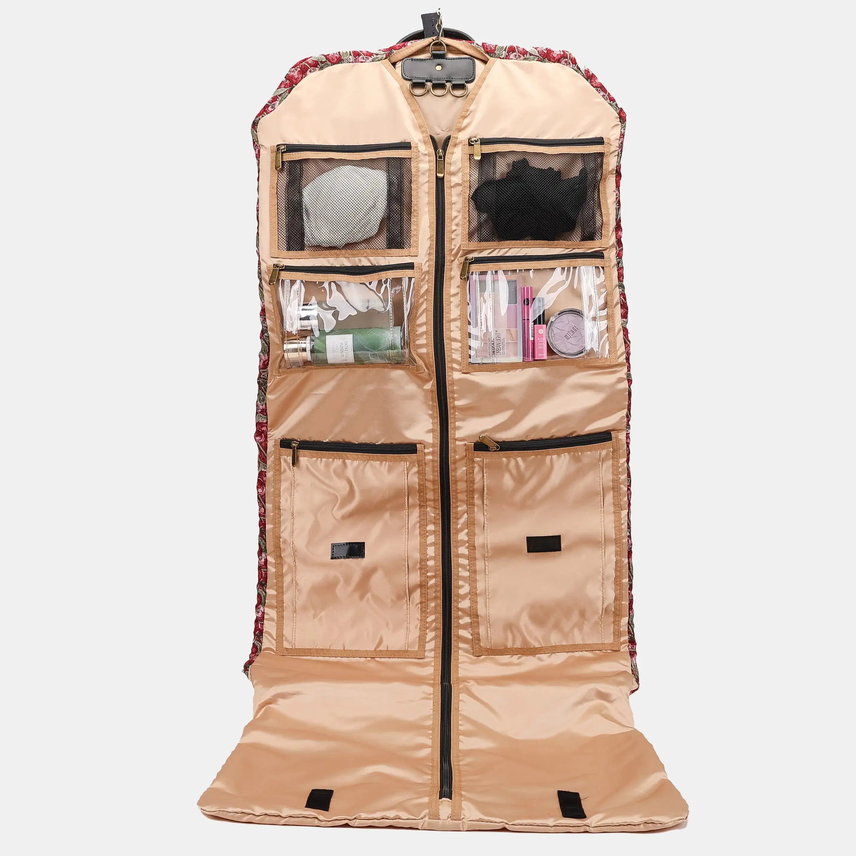 Cherry Cascade Carpet Garment Bag Carpetbag of America spread out