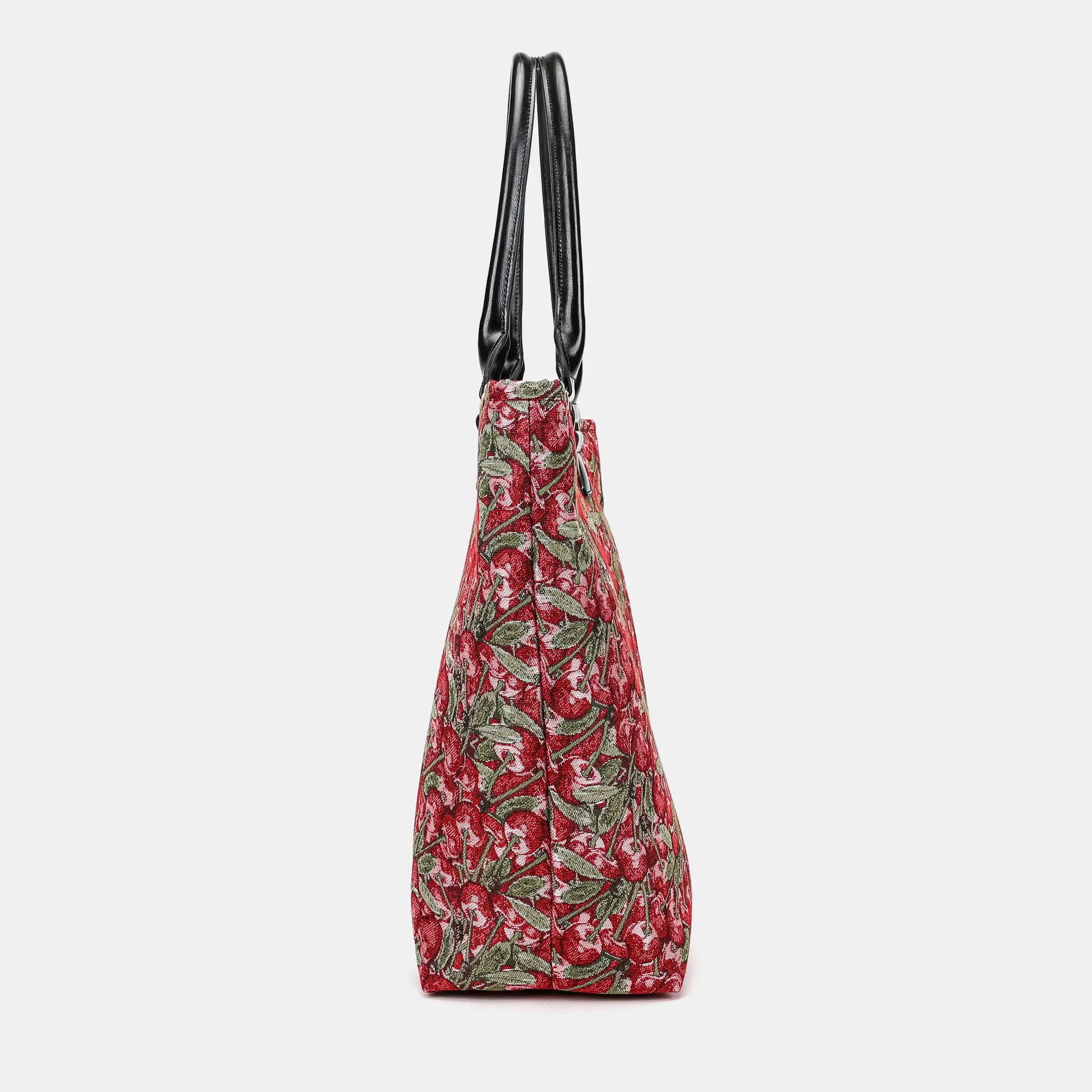 Cherry Cascade Carpet Tote Shopper Carpetbag of America side