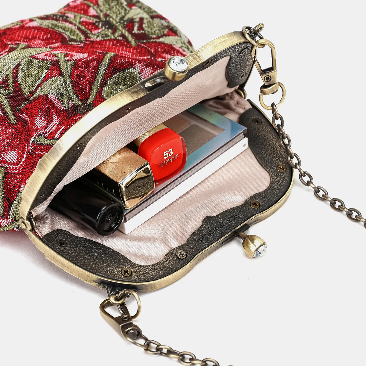 Cherry Cascade Chatelaine Purse Medium Carpetbag of America in use