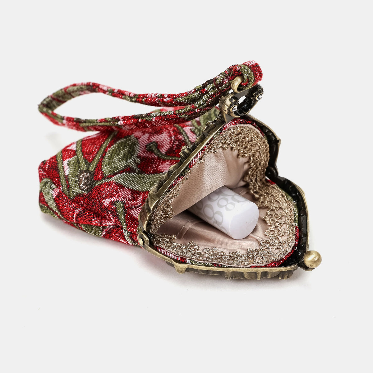 Cherry Cascade Chatelaine Purse Wristlet Bag of America open