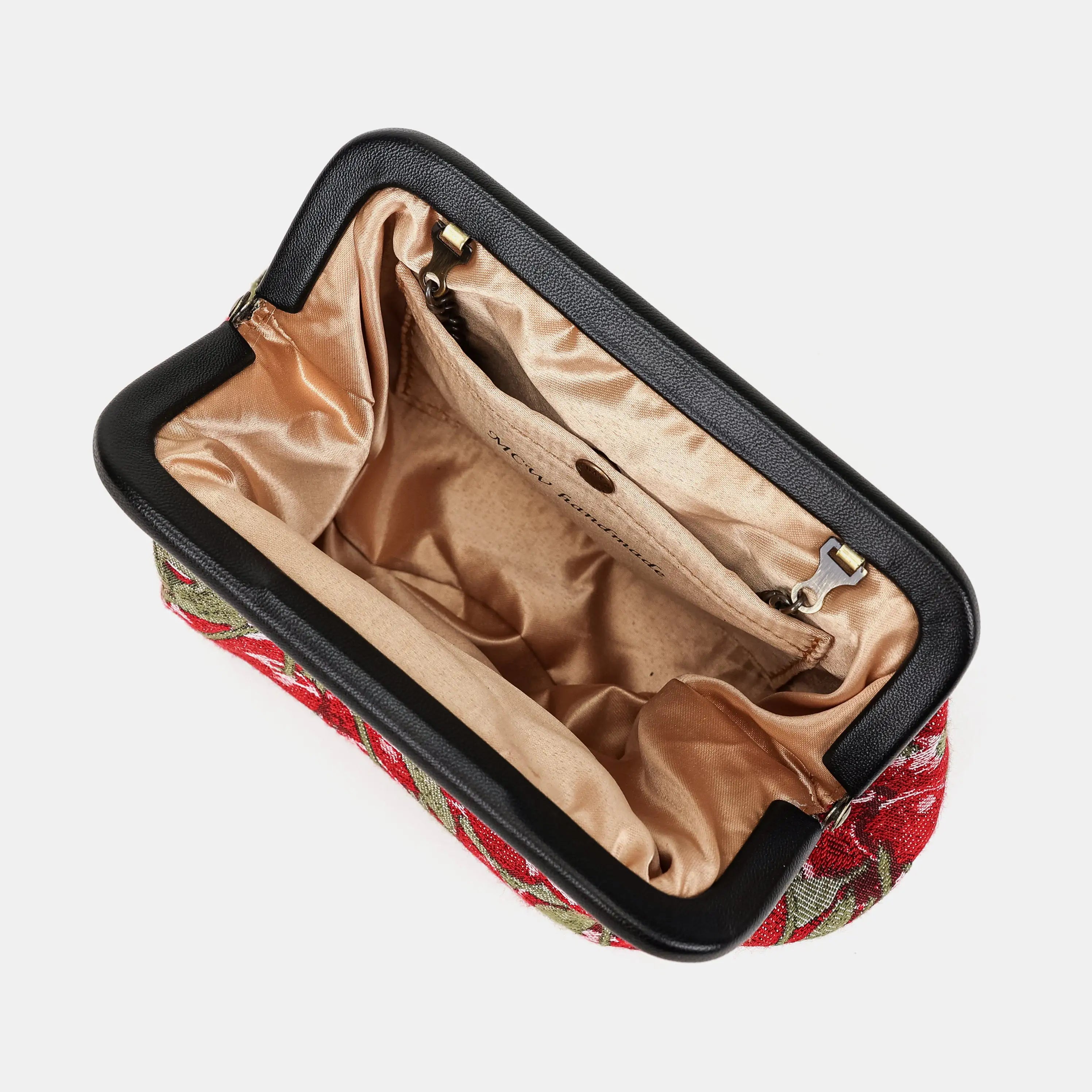 Cherry Cascade Evening Bag Clutch Carpetbag of America inside