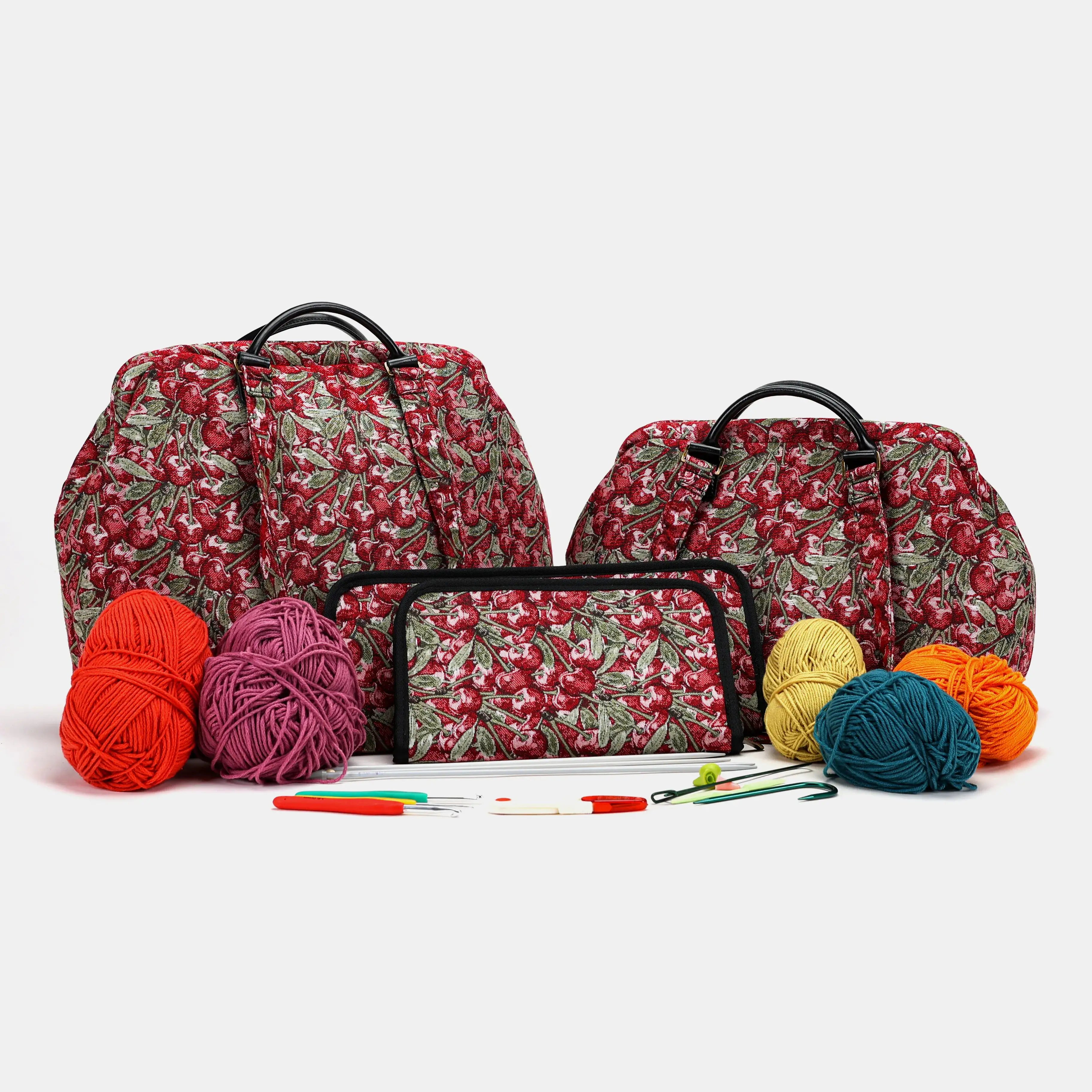 Cherry Cascade Knitting Project Bag of America-set