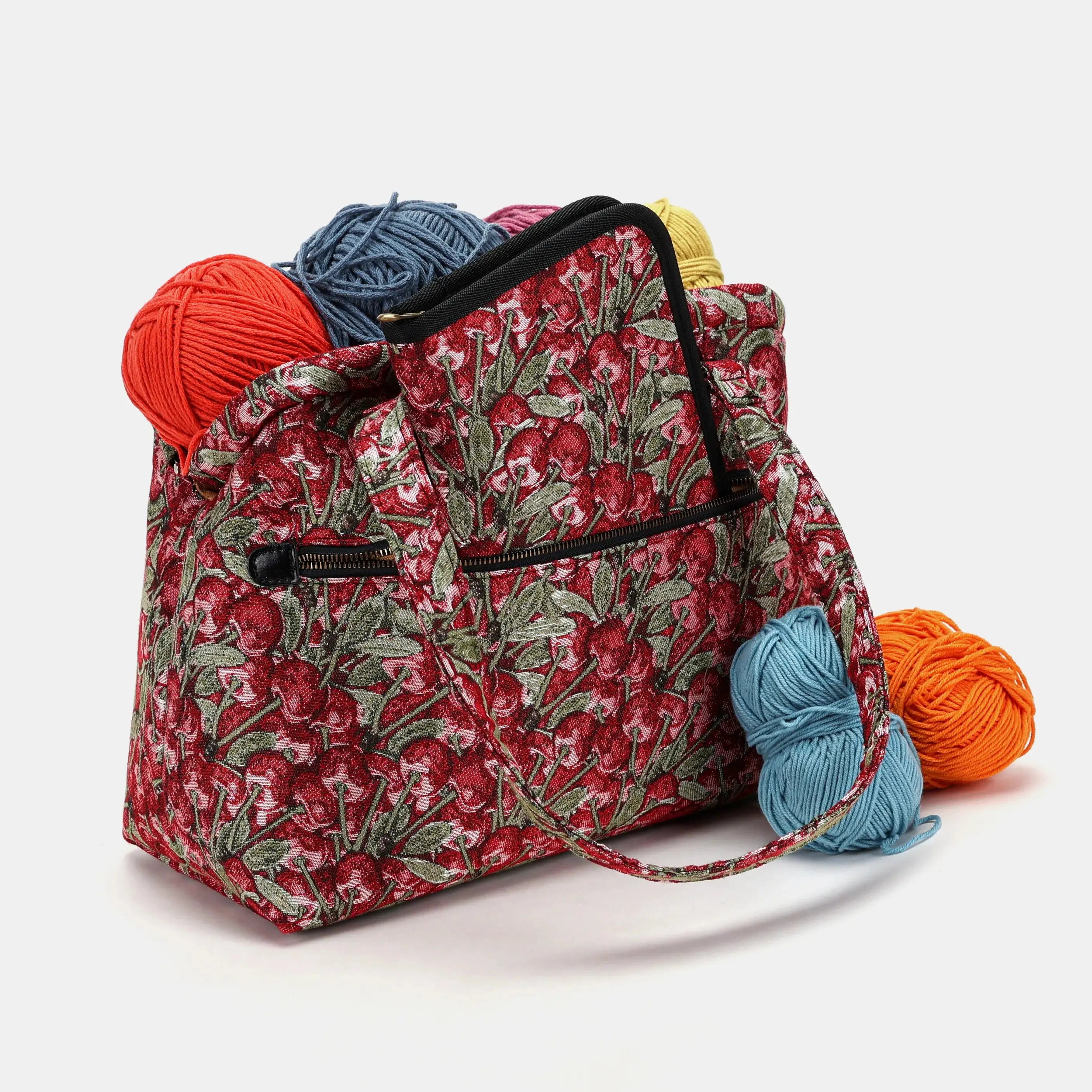 Cherry Cascade Knitting Project Bag of America-with needle case