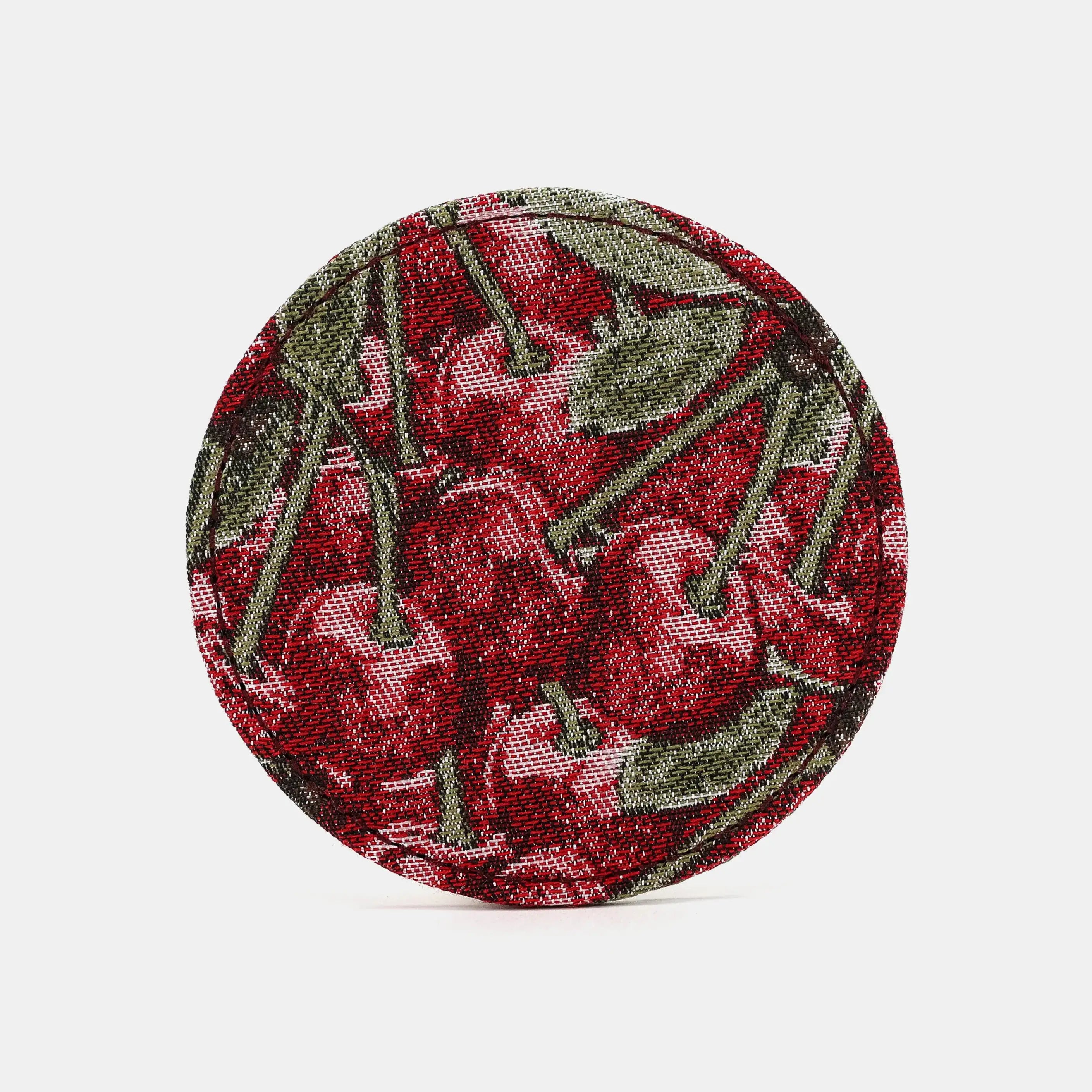 Cherry Cascade Round Coaster Set with Holder of America-face