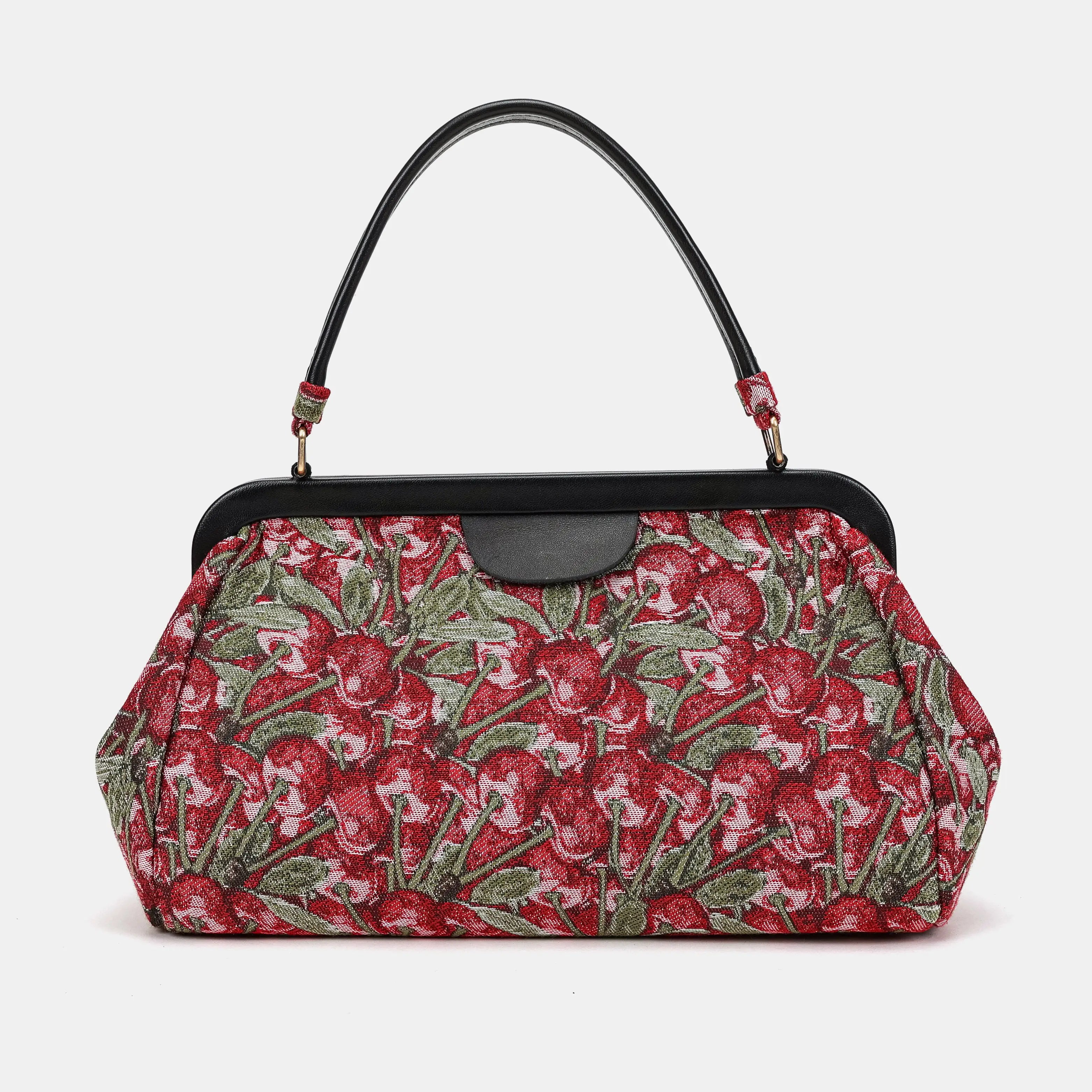 Cherry Cacade Top Handle Purse Carpetbag of America back