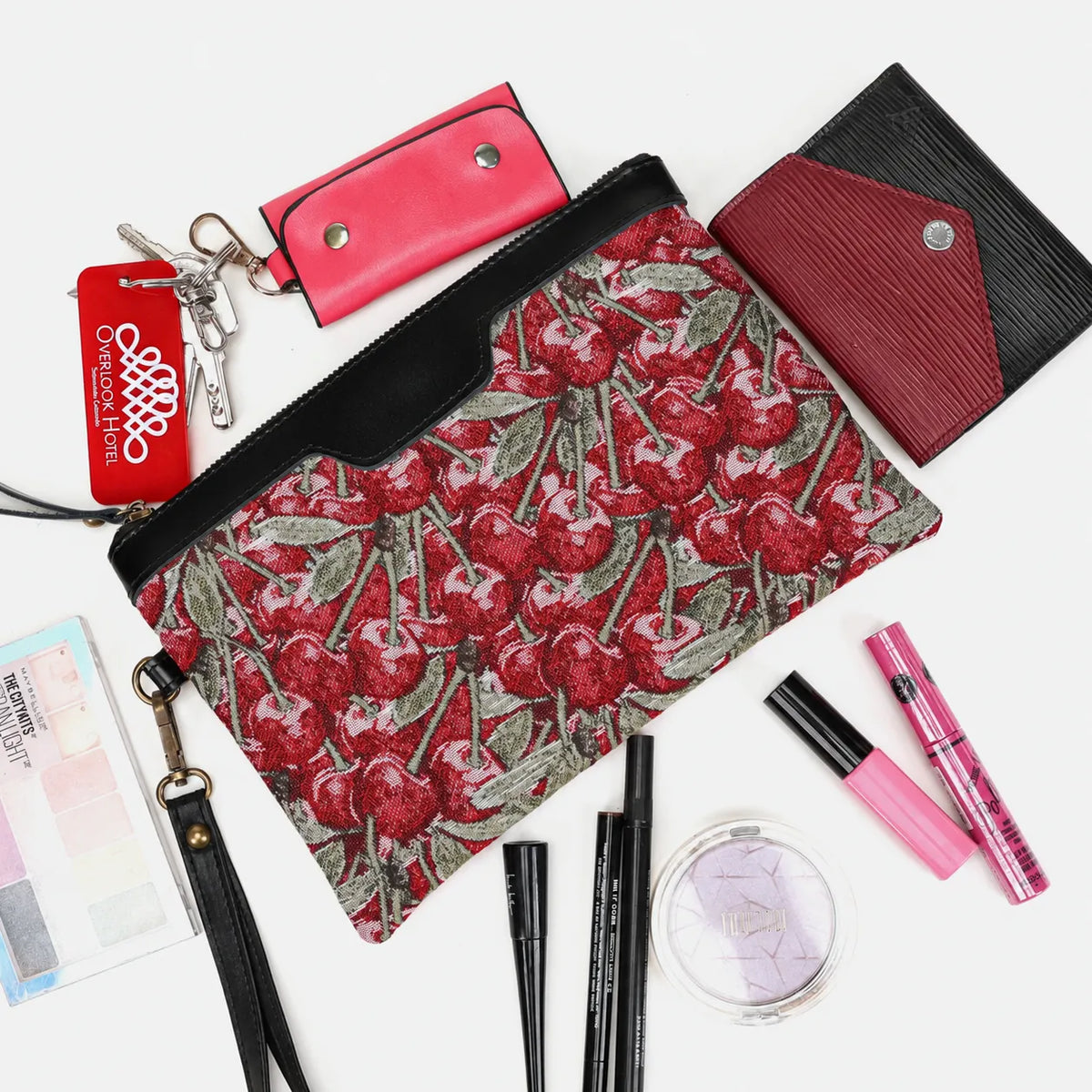 Cherry Cascade Wristlet Clutch Carpetbag of America capacity