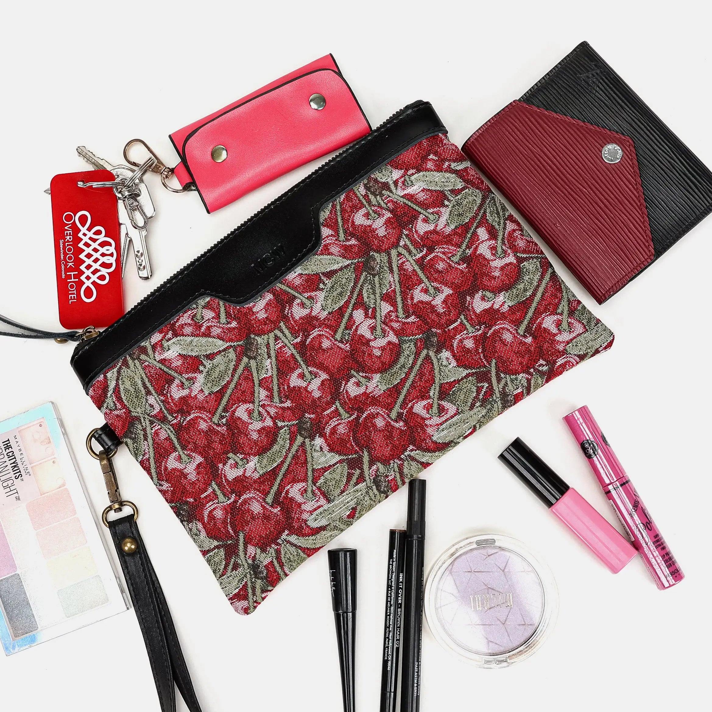 Cherry Cascade Wristlet Clutch Carpetbag of America capacity
