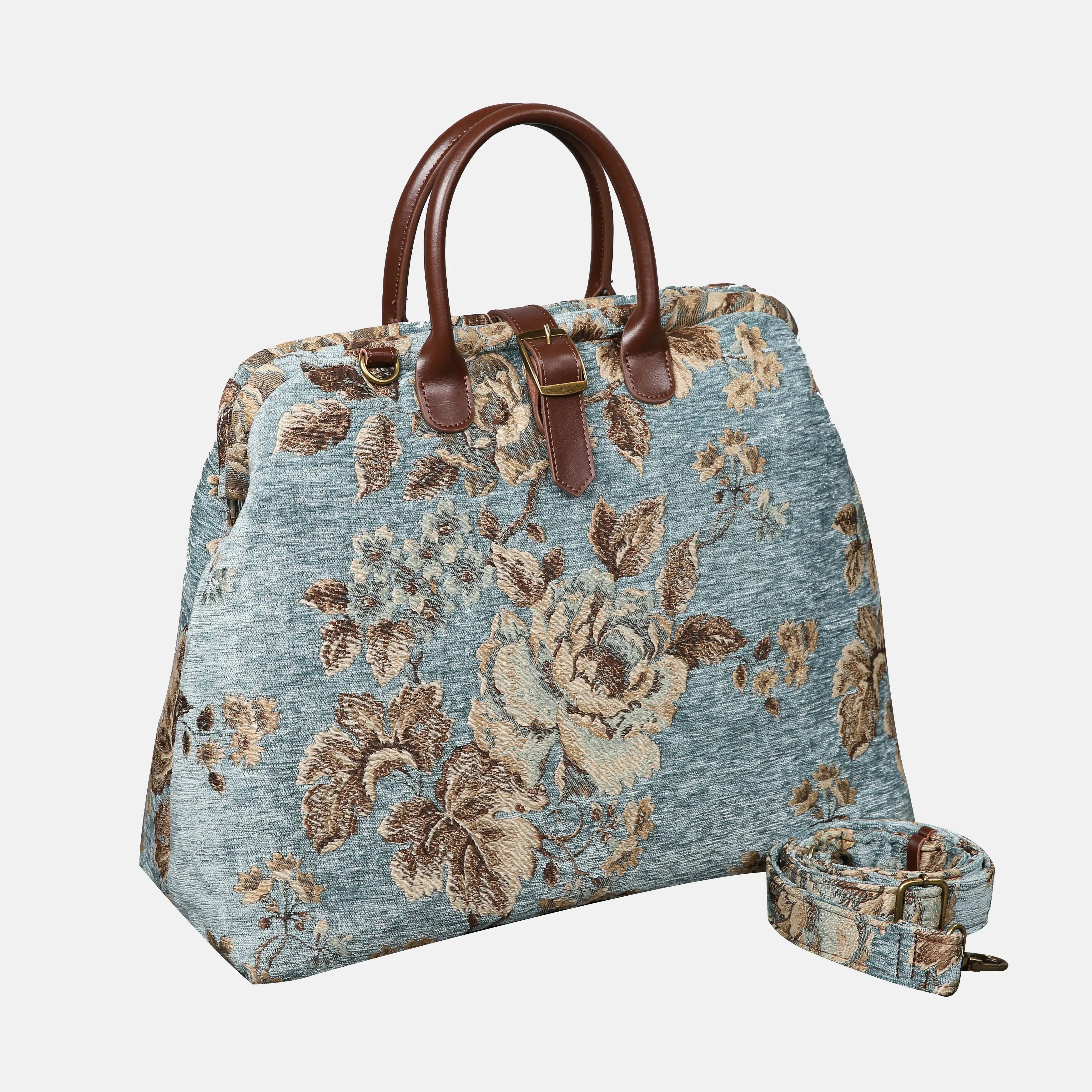 Chintz Dockside Blue Mary Poppins Weekender carpet bag MCW Handmade front side