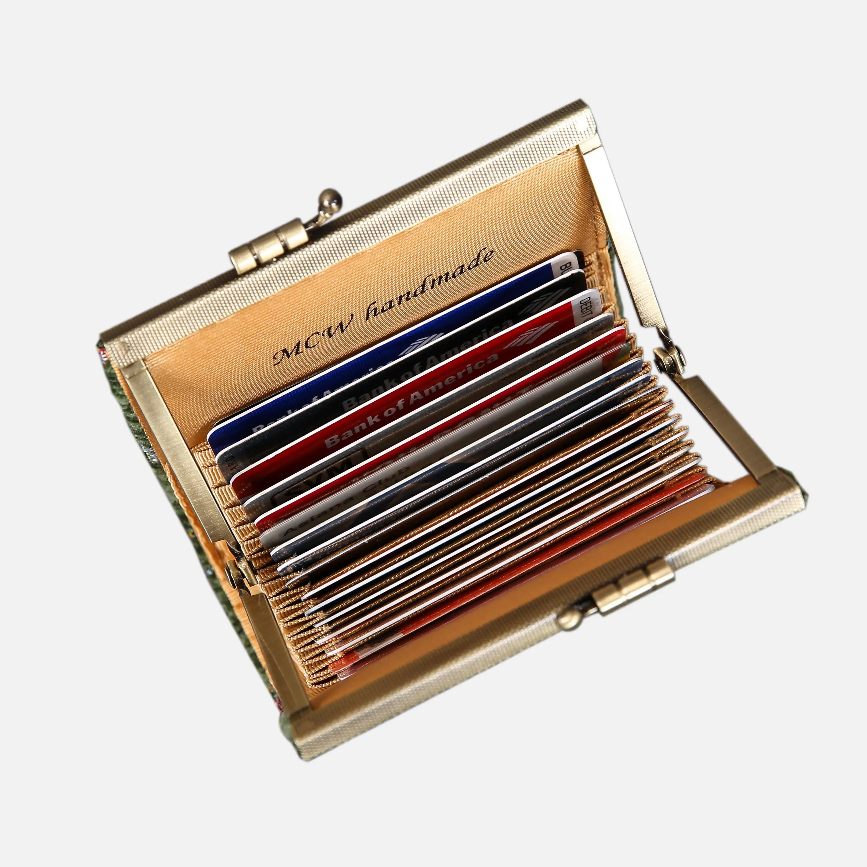 Climbing Rose Green Card Wallet  of America 17 slots in use