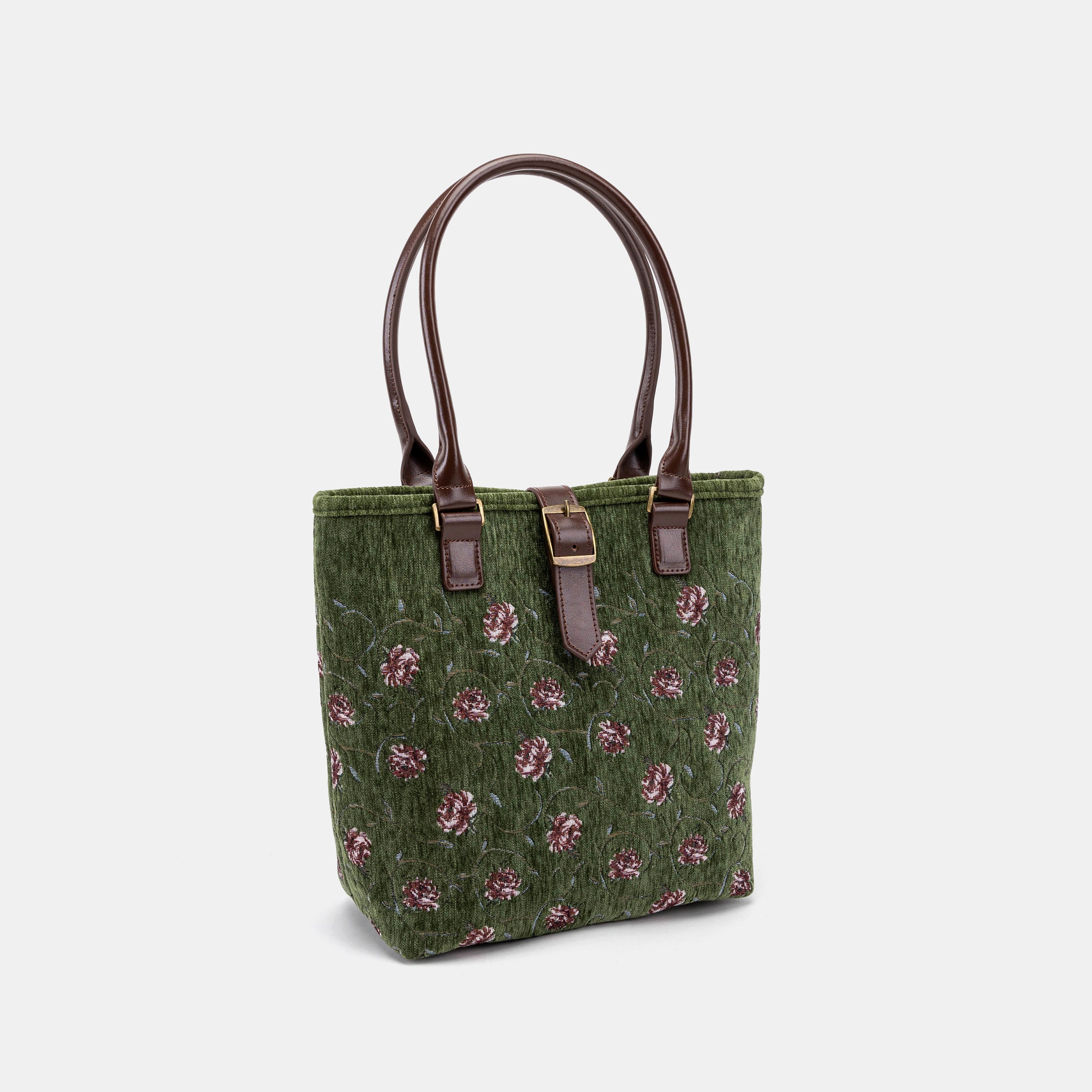 Climbing Rose Arugula Green Everyday Tote Carpetbag of America front side