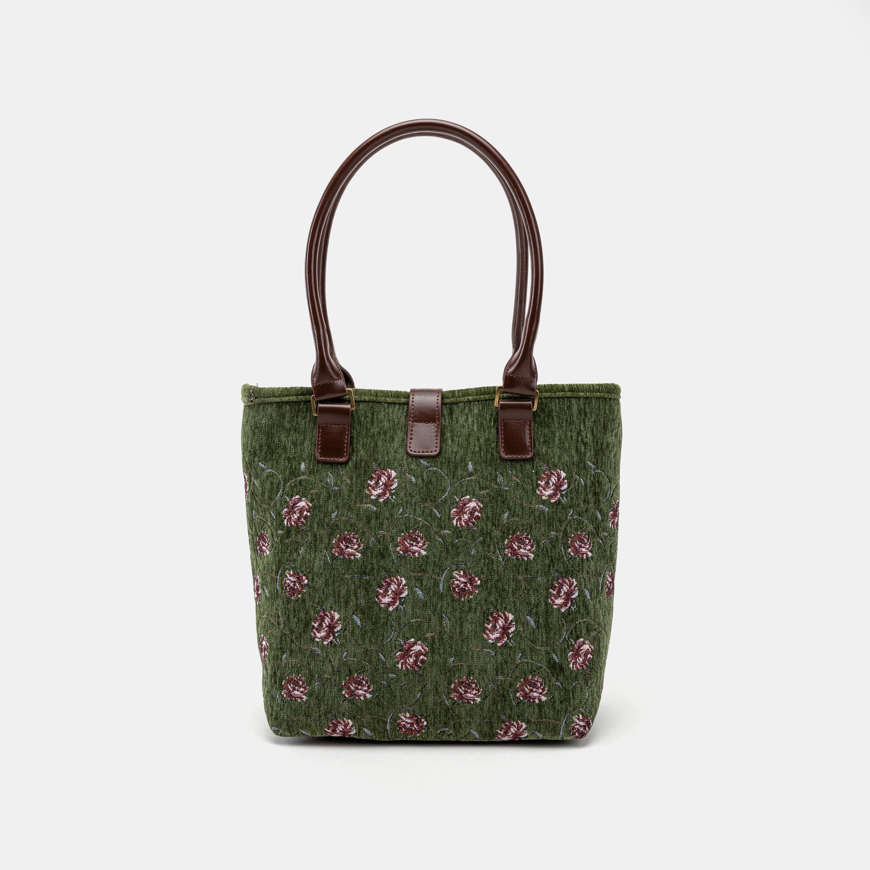 Climbing Rose Arugula Green Everyday Tote Carpetbag of America back