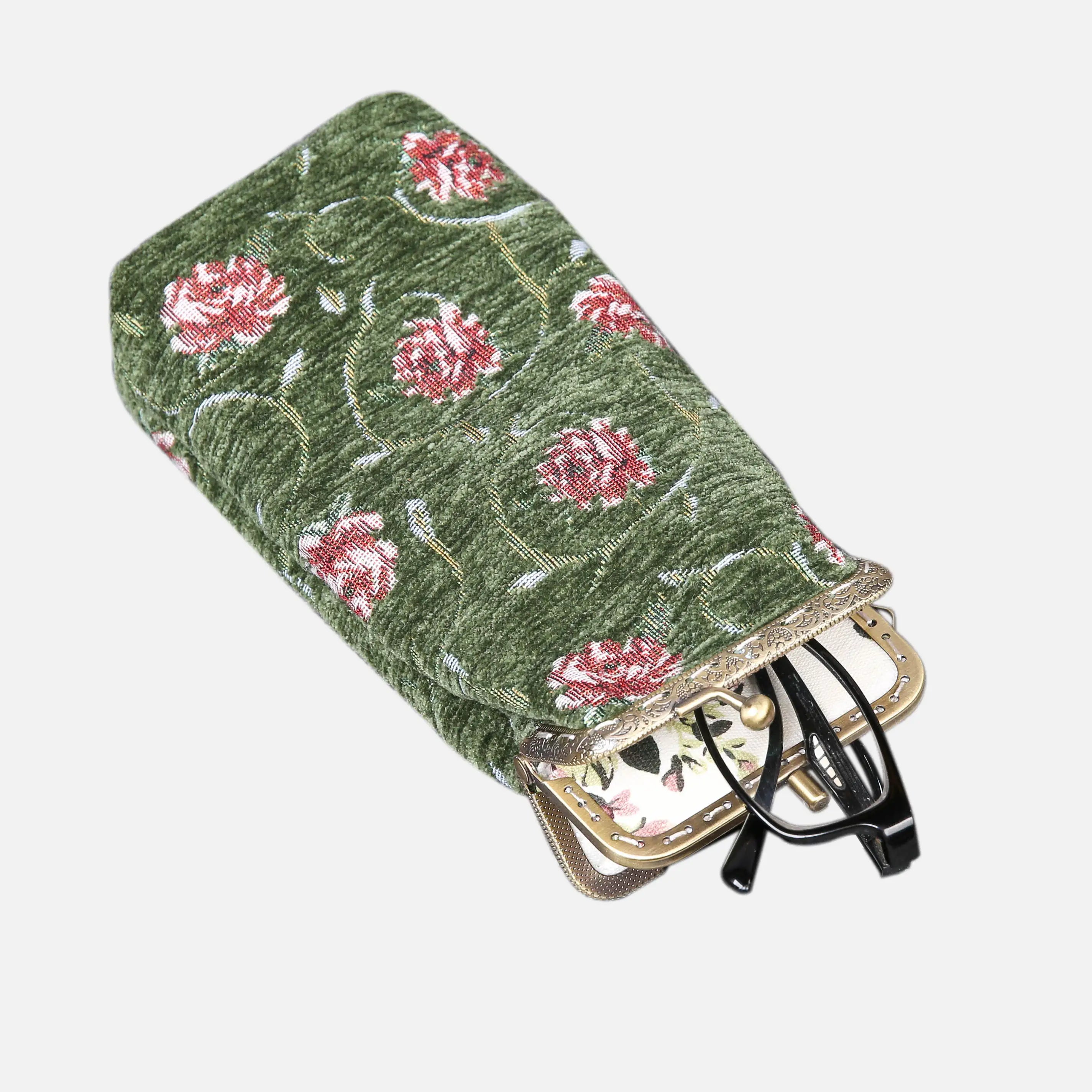 Rose Series Arugula Green Carpet Eyeglasses Case Climbing Rose of America in use-2