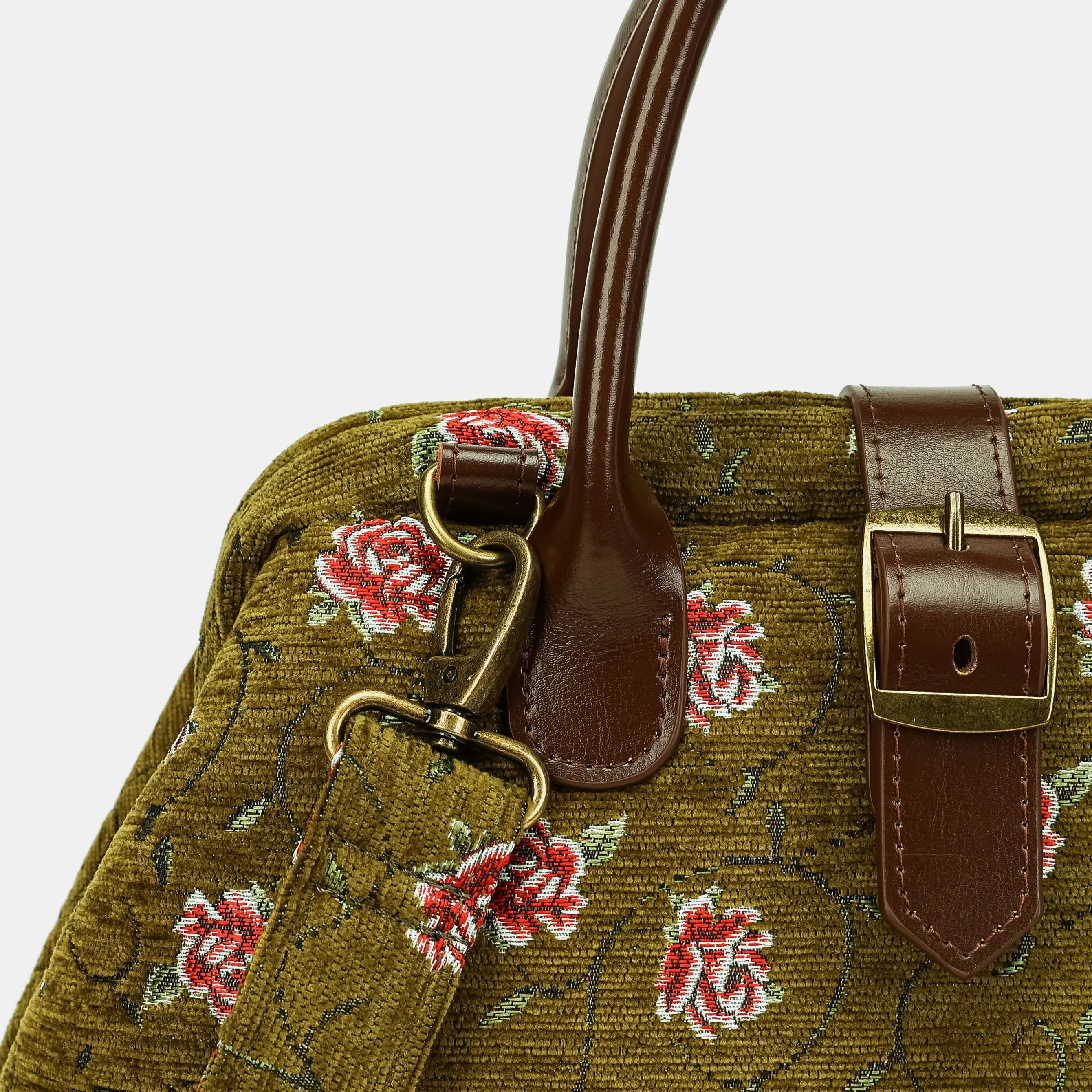 Climbing Rose Avocado Carpet Handbag Purse of America details