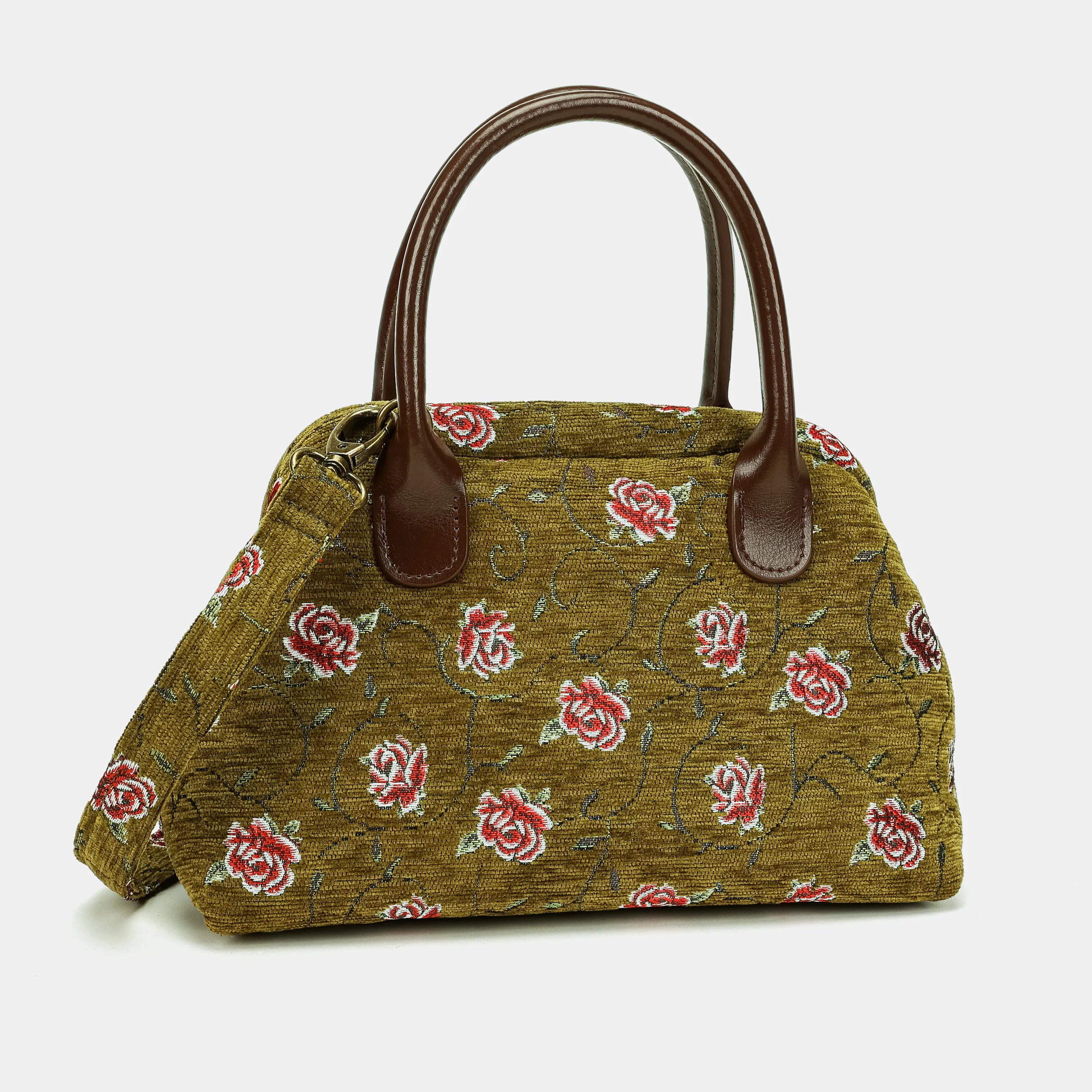 Climbing Rose Avocado Carpet Satchel Carpetbag of America main