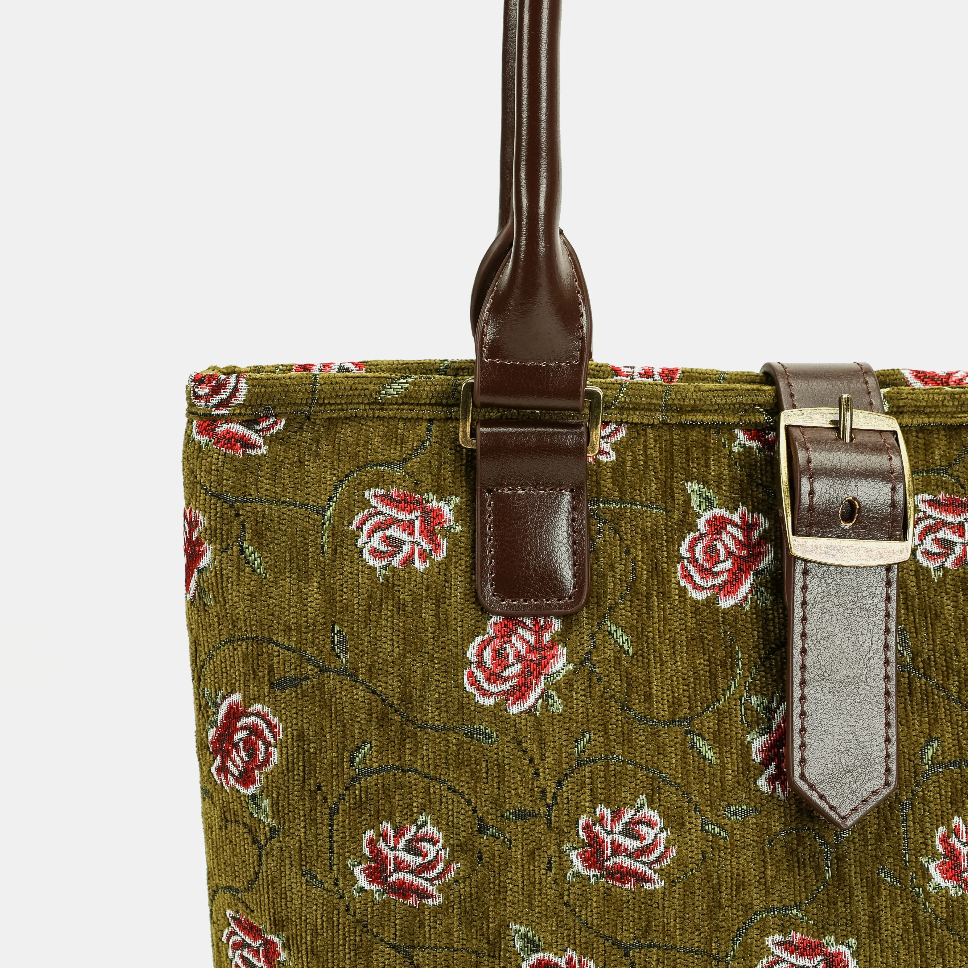 Climbing Rose Avocado Everyday Tote Bag of America detail