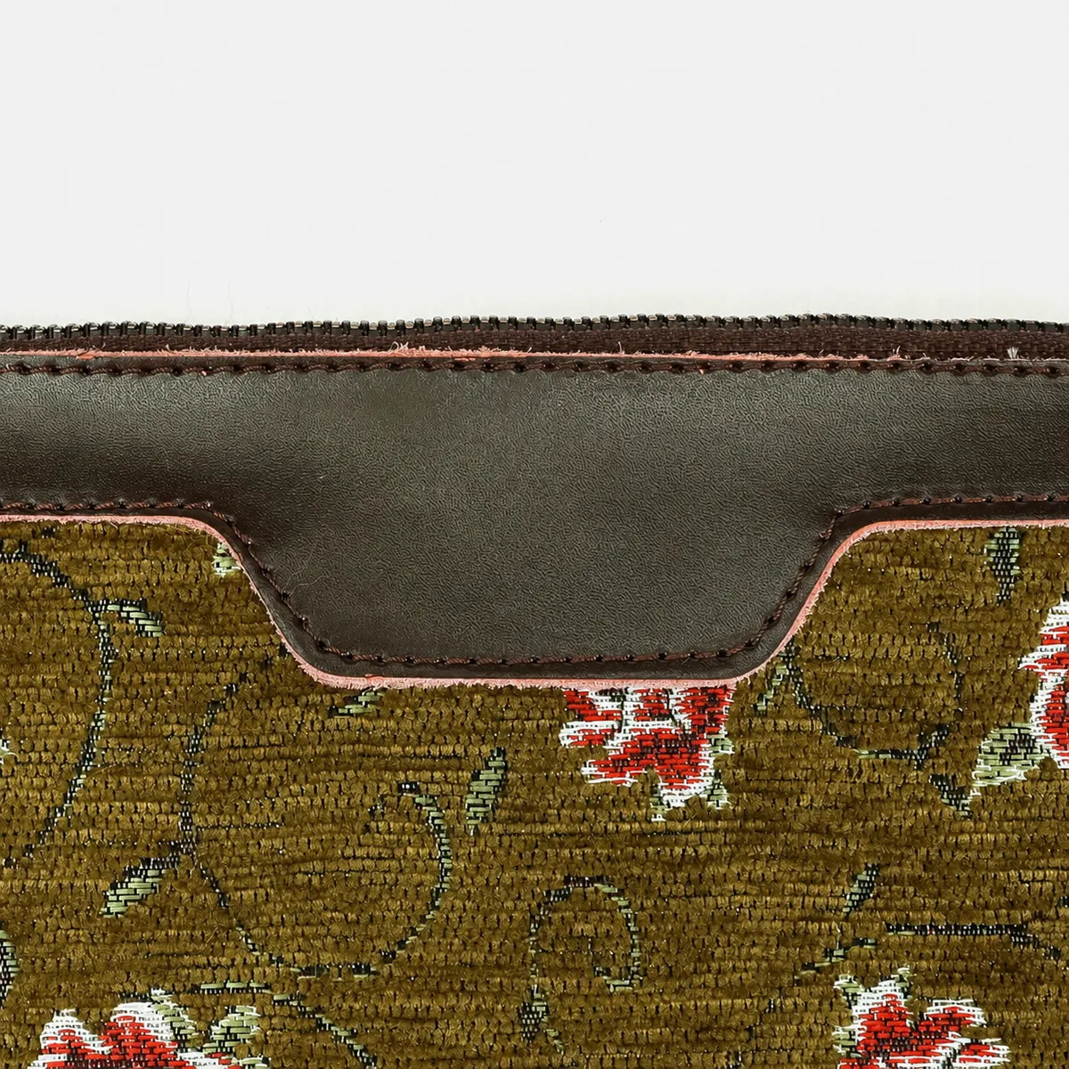 Climbing Rose Avocado Wristlet Clutch Carpetbag of America leather part
