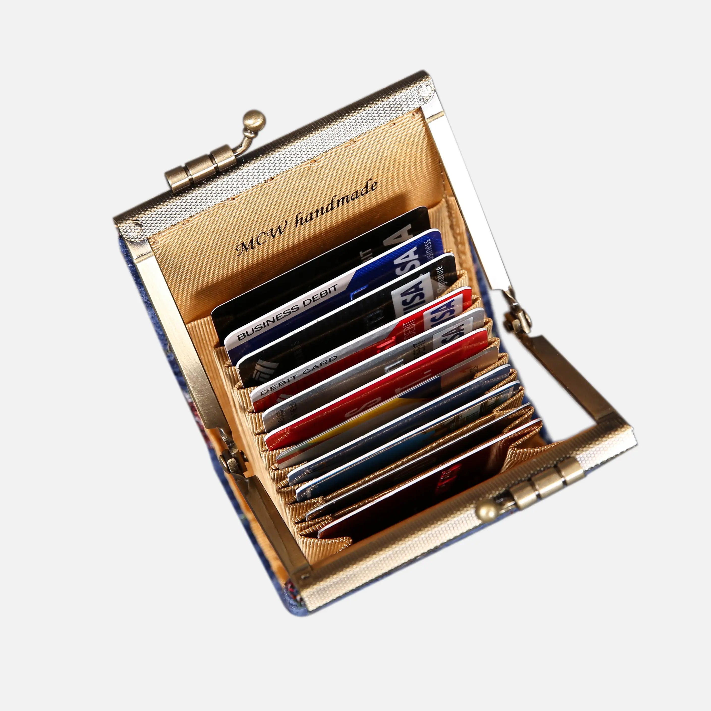 Climbing Rose Blue Card Wallet of America 11 slots in use