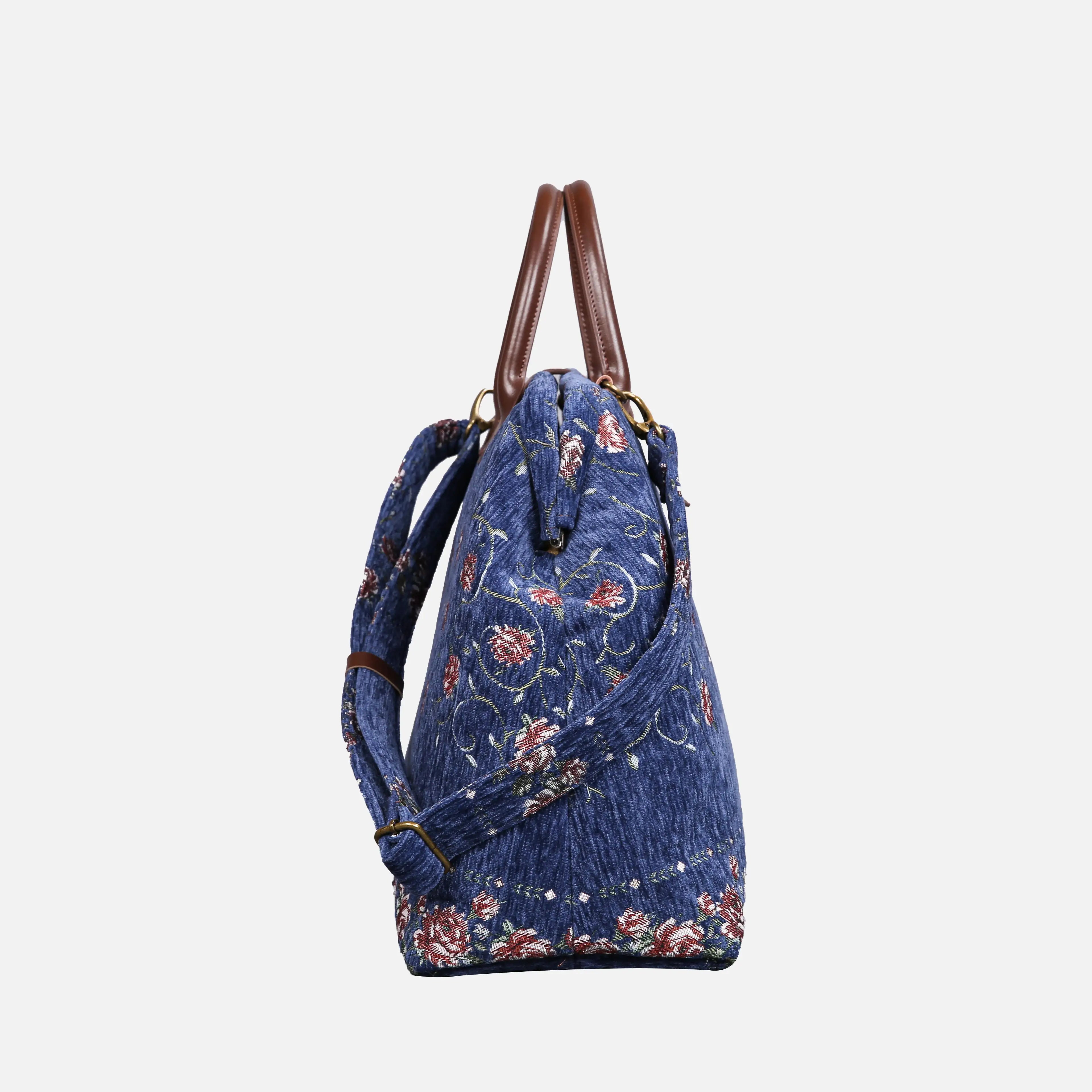Climbing Rose Blue Mary Poppins Weekender Carpetbag of America side