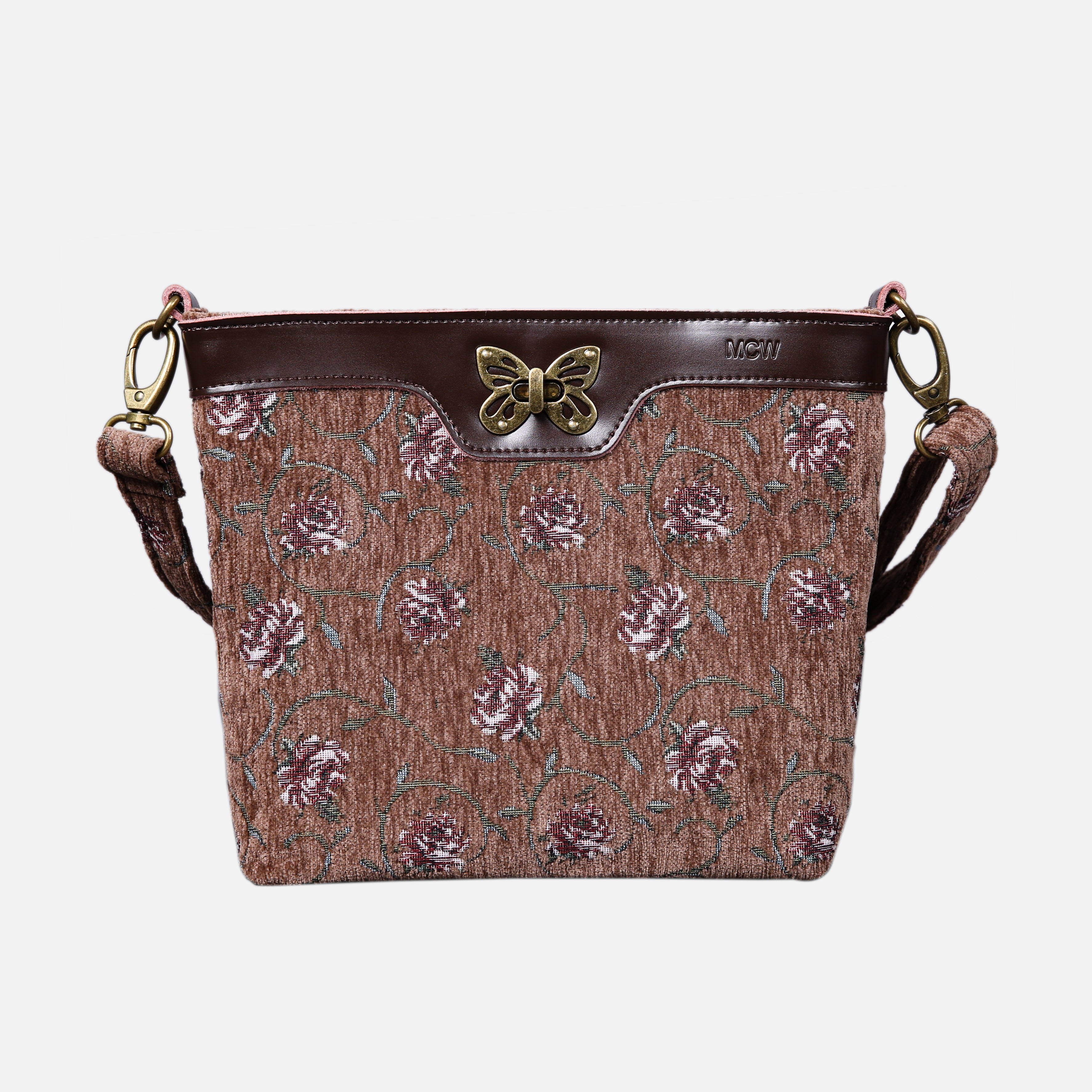 Climbing Rose Carpet Crossbody Bag carpet bag MCW Handmade Coffee main
