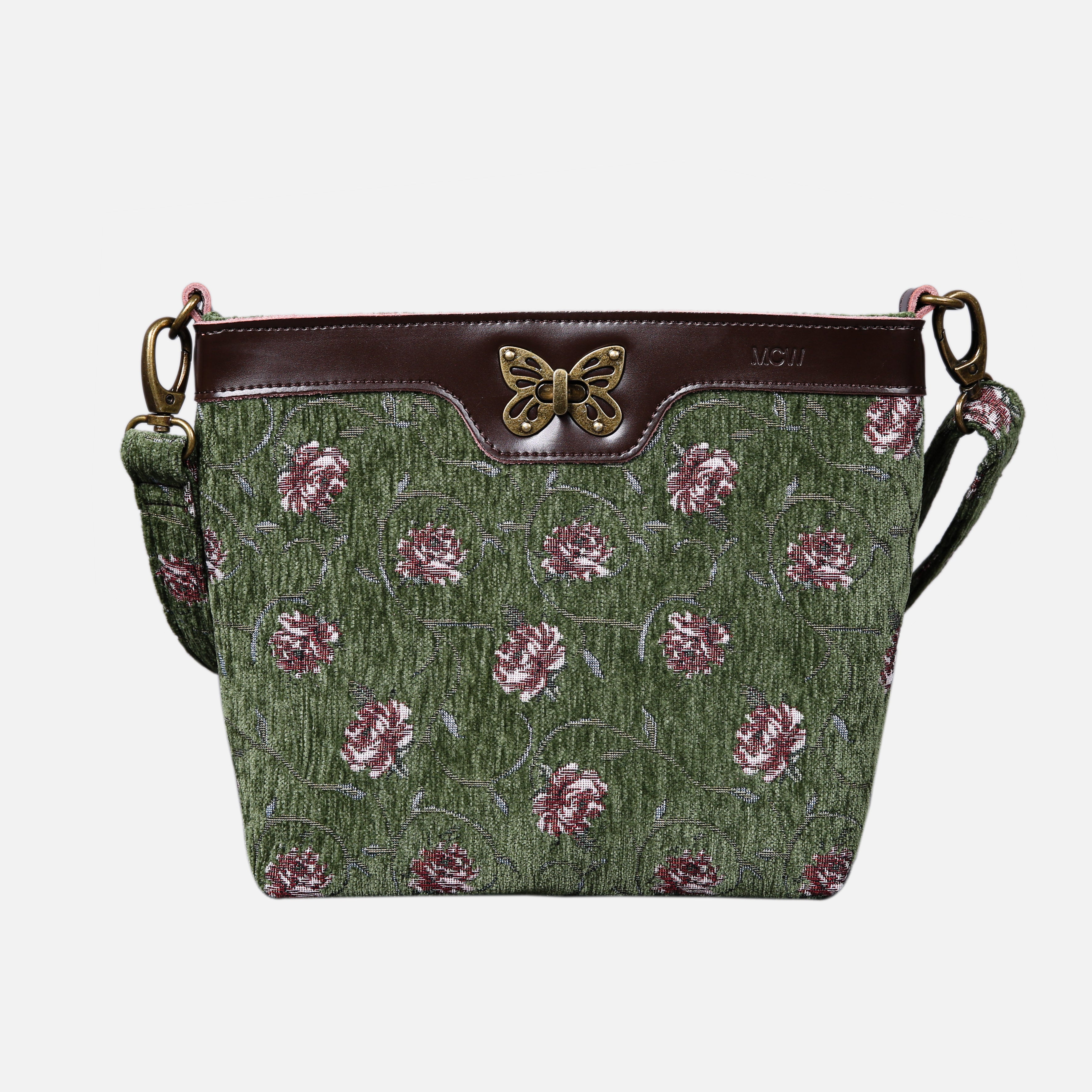 Climbing Rose Carpet Crossbody Bag carpet bag MCW Handmade Arugula Green main