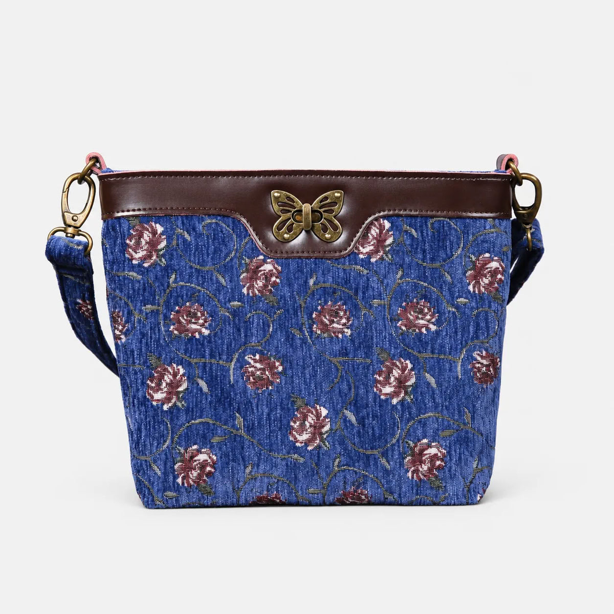 Climbing Rose Carpet Crossbody Bag carpet bag MCW Handmade Blue main
