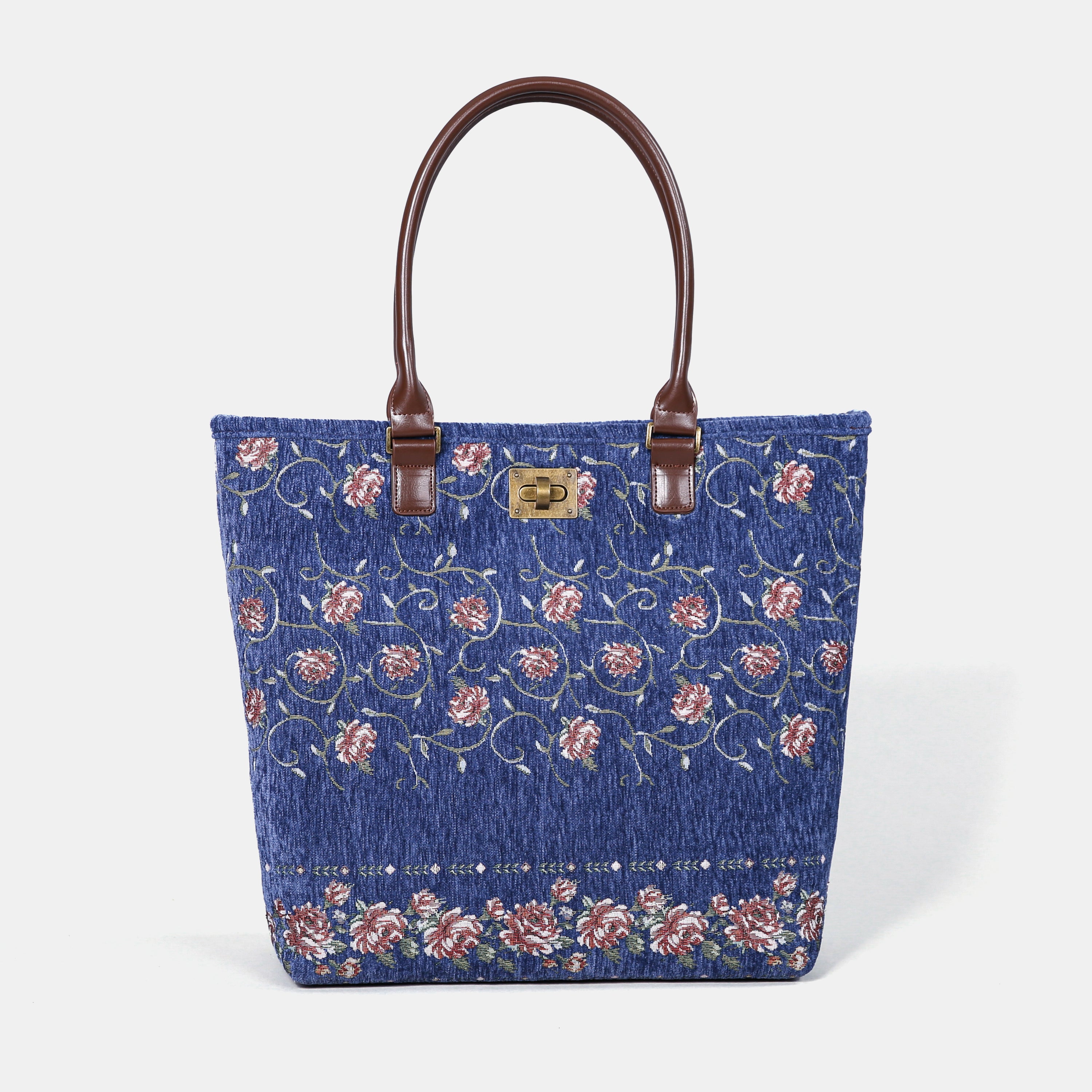 Climbing Rose Pattern Carpet Tote Shopper carpet bag of America  Blue