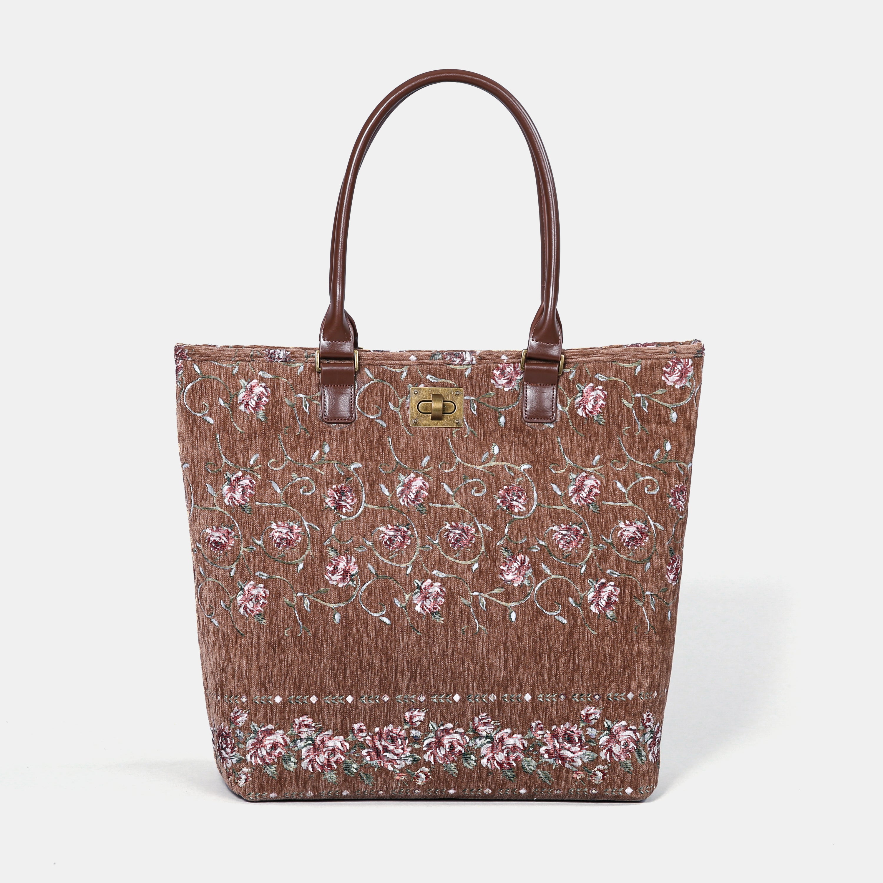 Climbing Rose Pattern Carpet Tote Shopper carpet bag of America Coffee