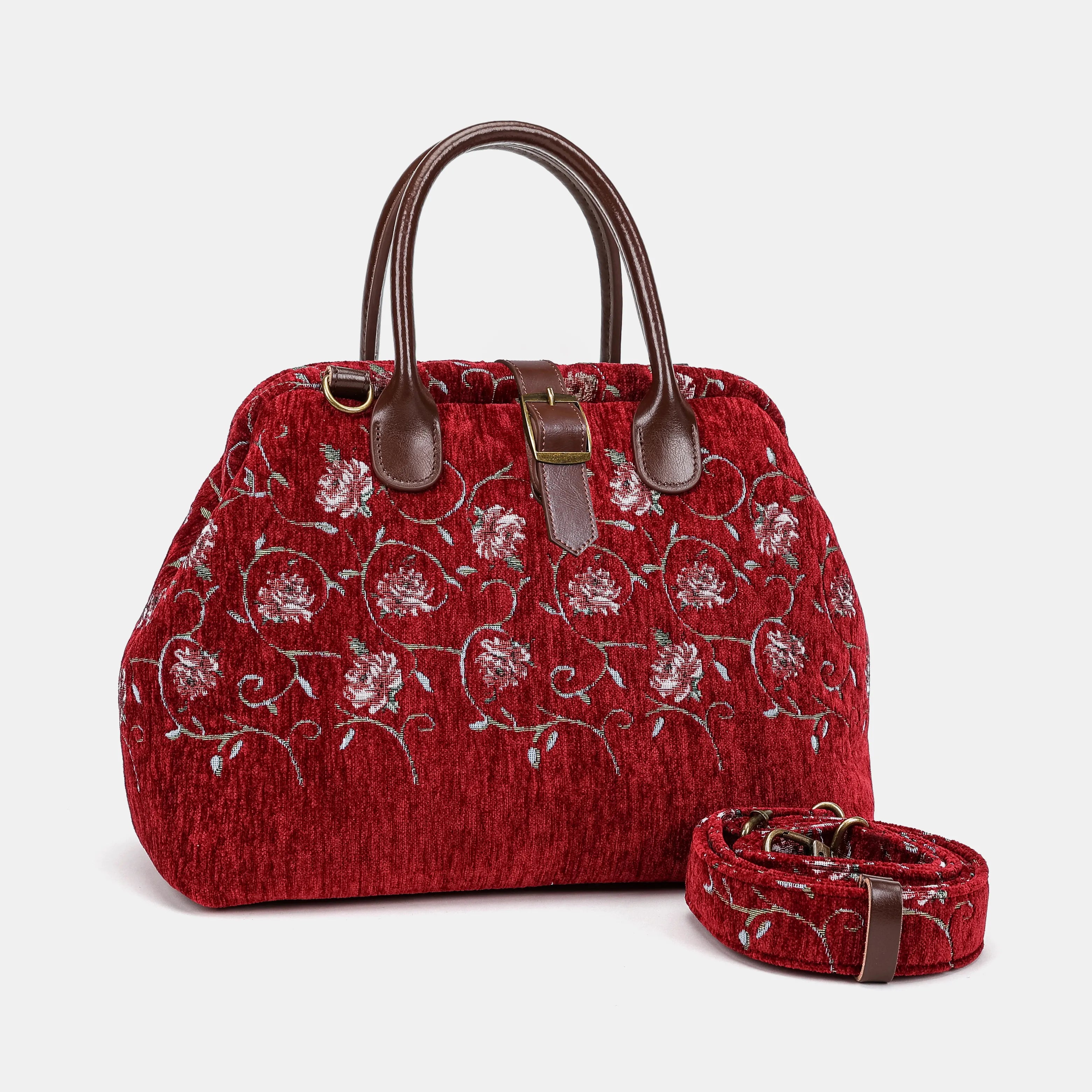 Climbing Rose Red | Carpet Handbag Purse of America with shoulder strap