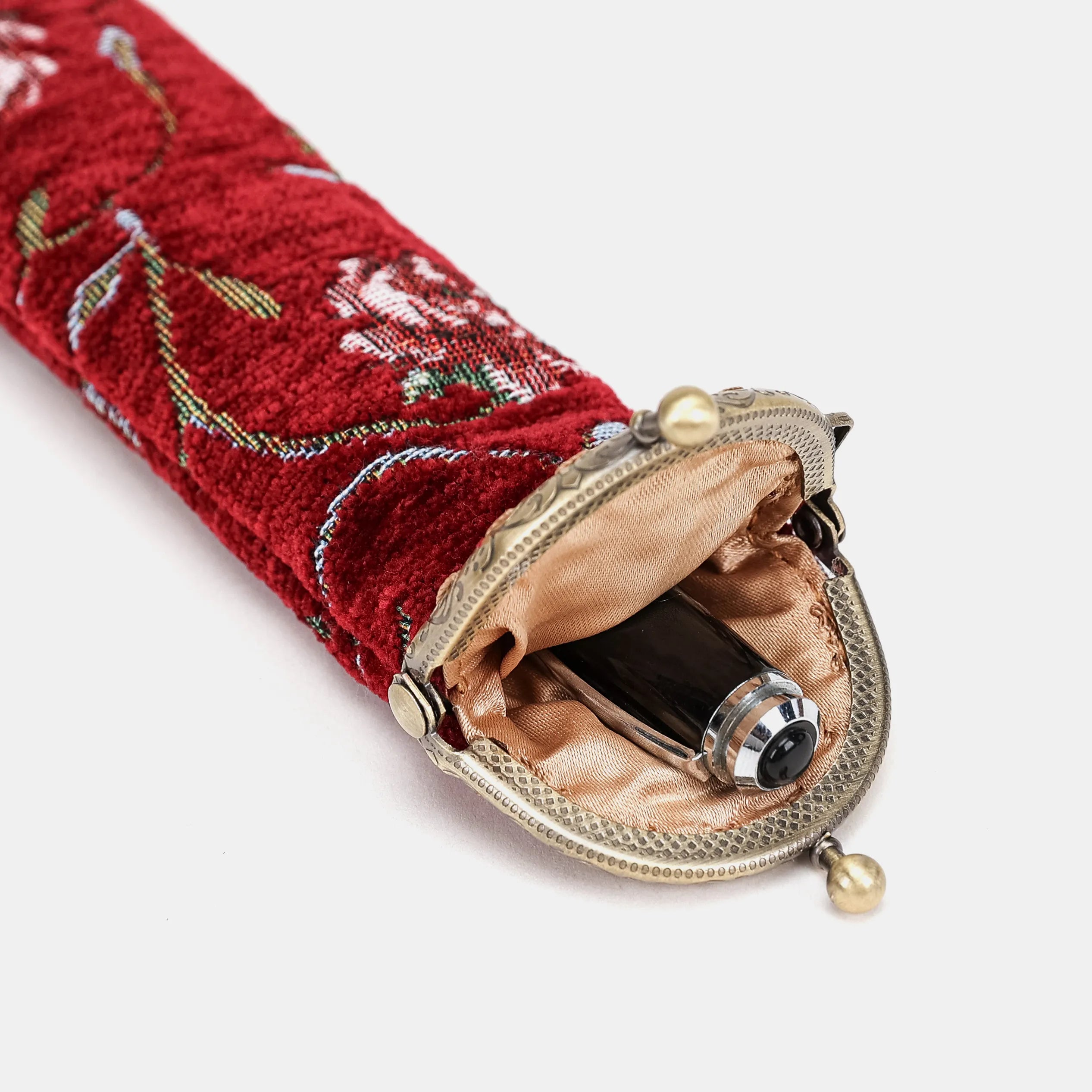 Climbing Rose Red Solo Pen Case Carpetbag of America open