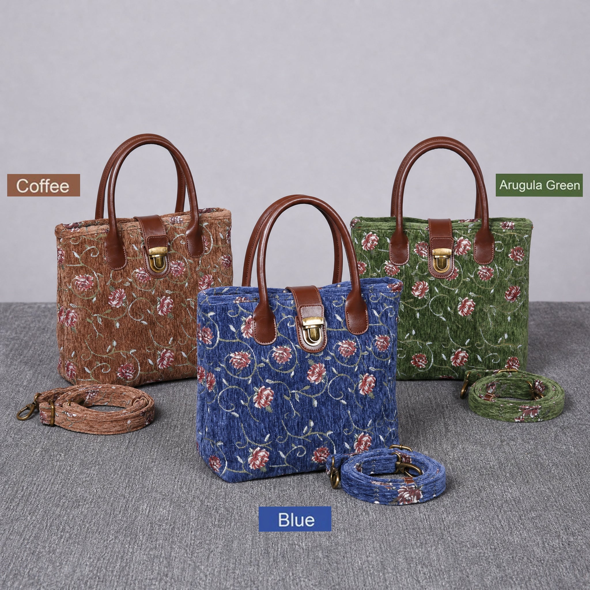 Climbing Rose Tuck Lock Carpet Satchel Carpetbag of America 3 colors
