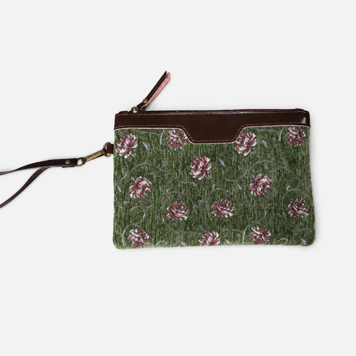 Climbing Rose Wristlet Clutch carpet bag MCW Handmade Arugula Green main