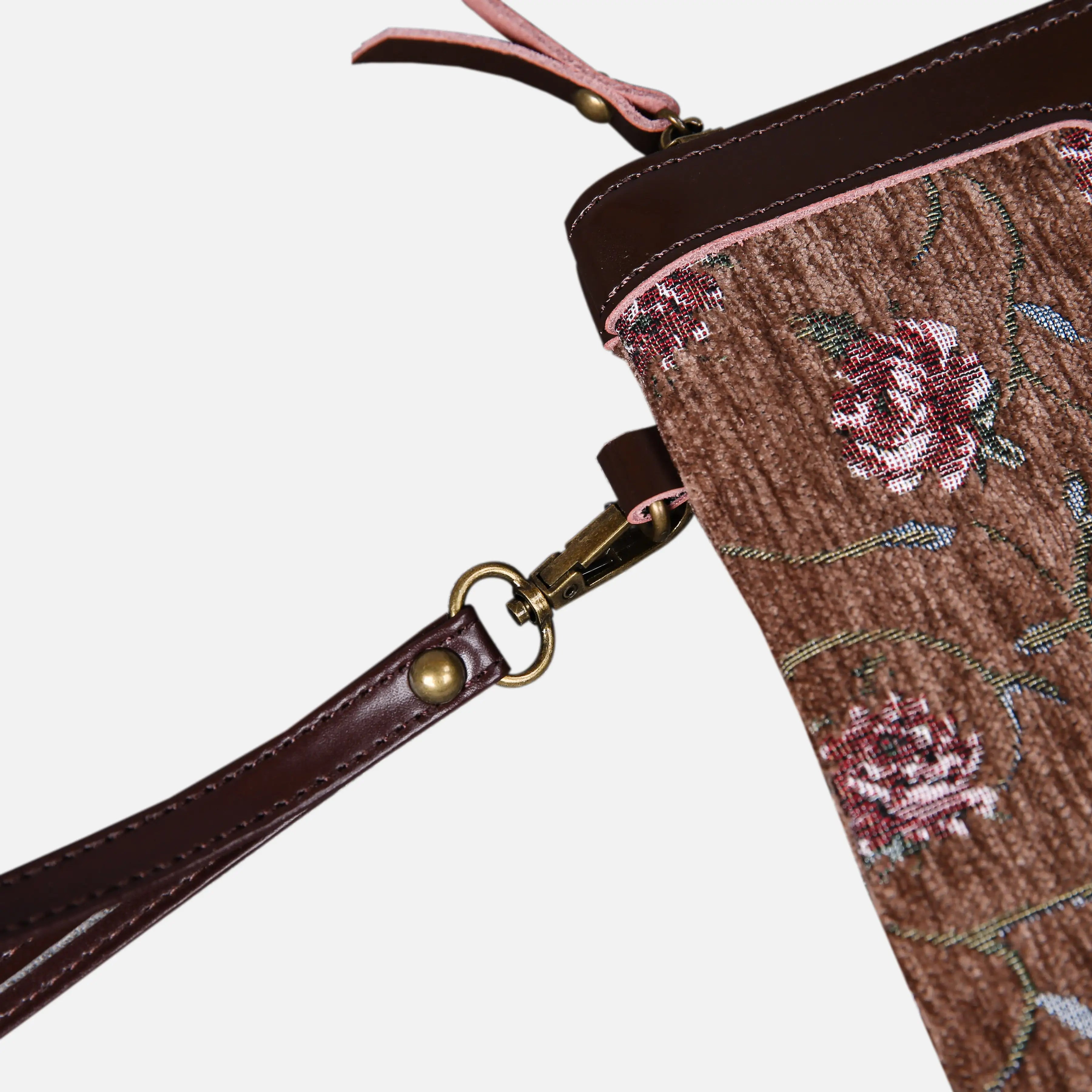 Climbing Rose Wristlet Clutch carpet bag MCW Handmade details