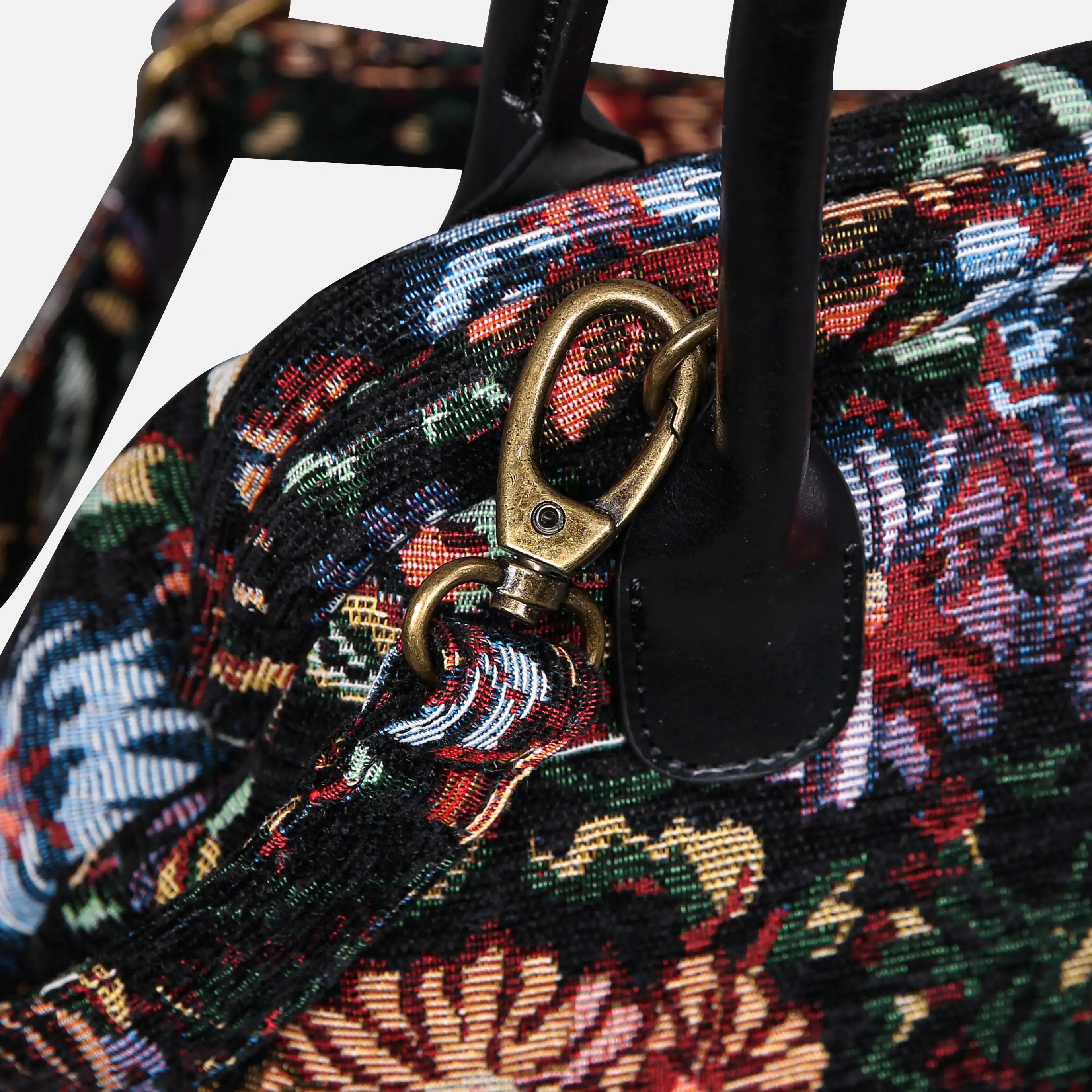 Colorful Cosmos Carpet Satchel carpet bag MCW Handmade of America buckle