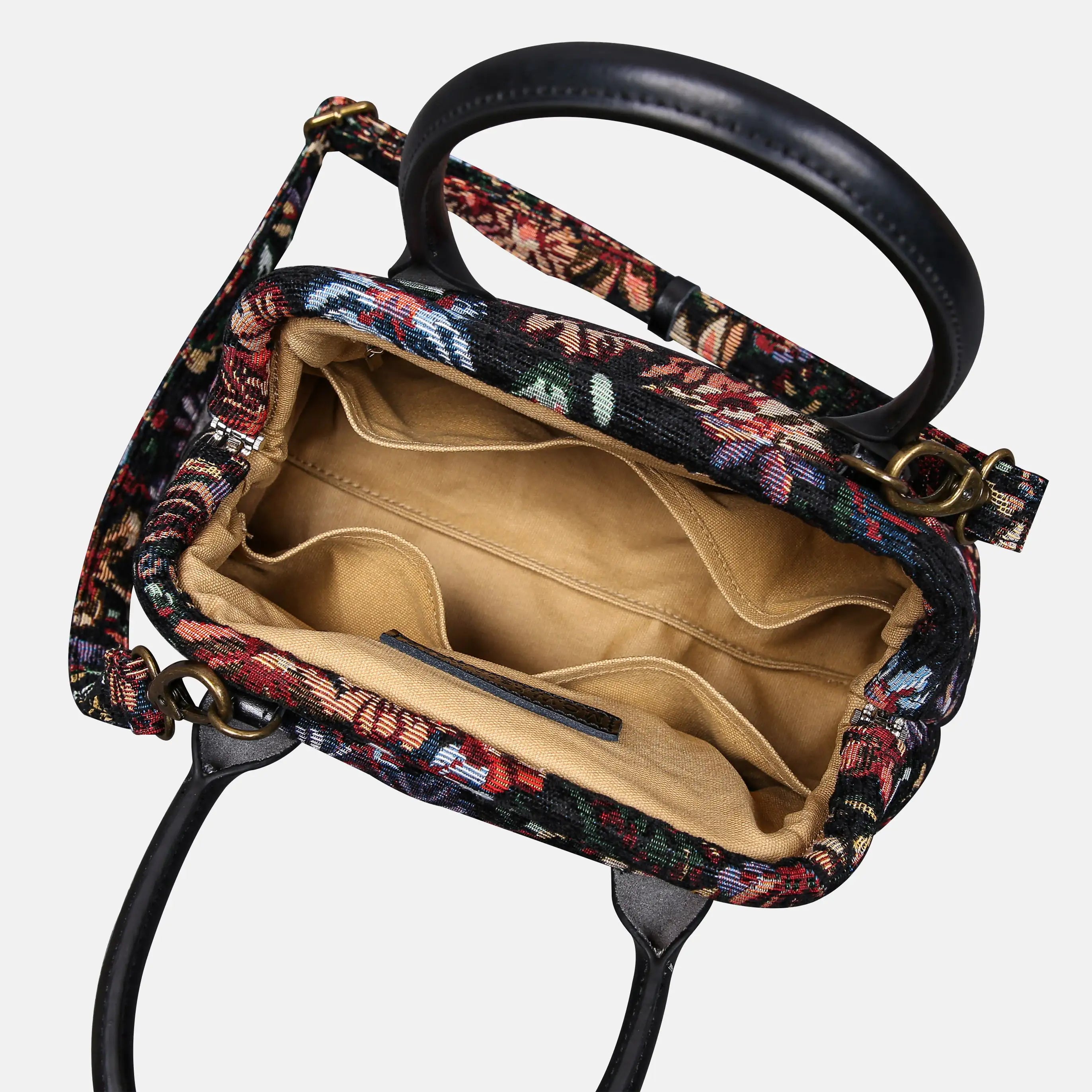 Colorful Cosmos Carpet Satchel carpet bag MCW Handmade of America open
