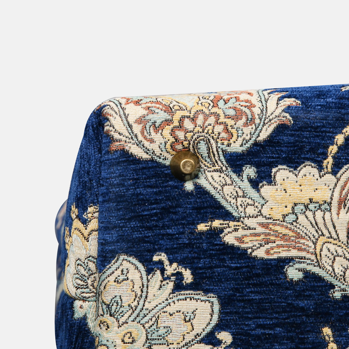 Damask Blue Mary Poppins Weekender carpet bag MCW Handmade bottom details
