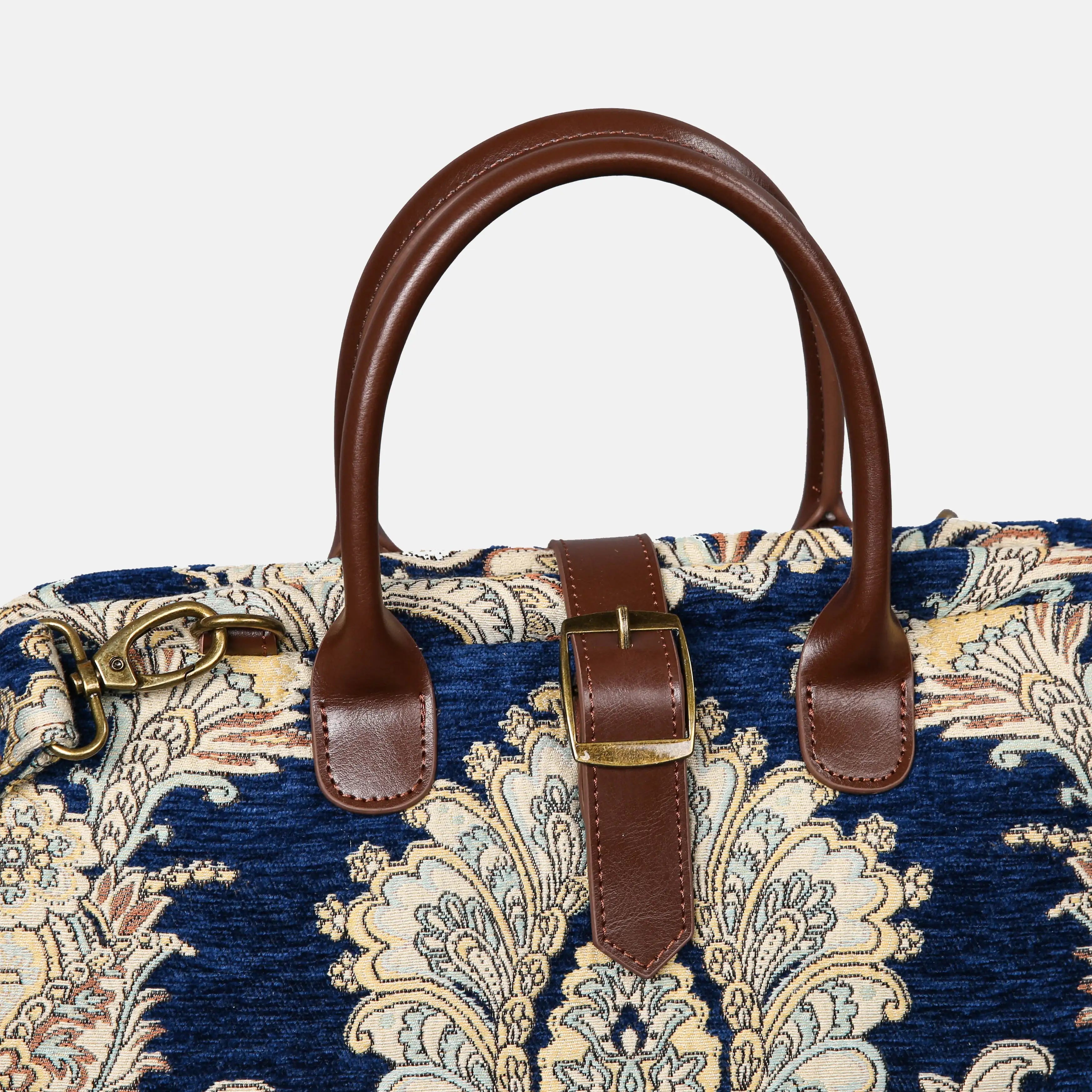 Damask Blue Mary Poppins Weekender carpet bag MCW Handmade details