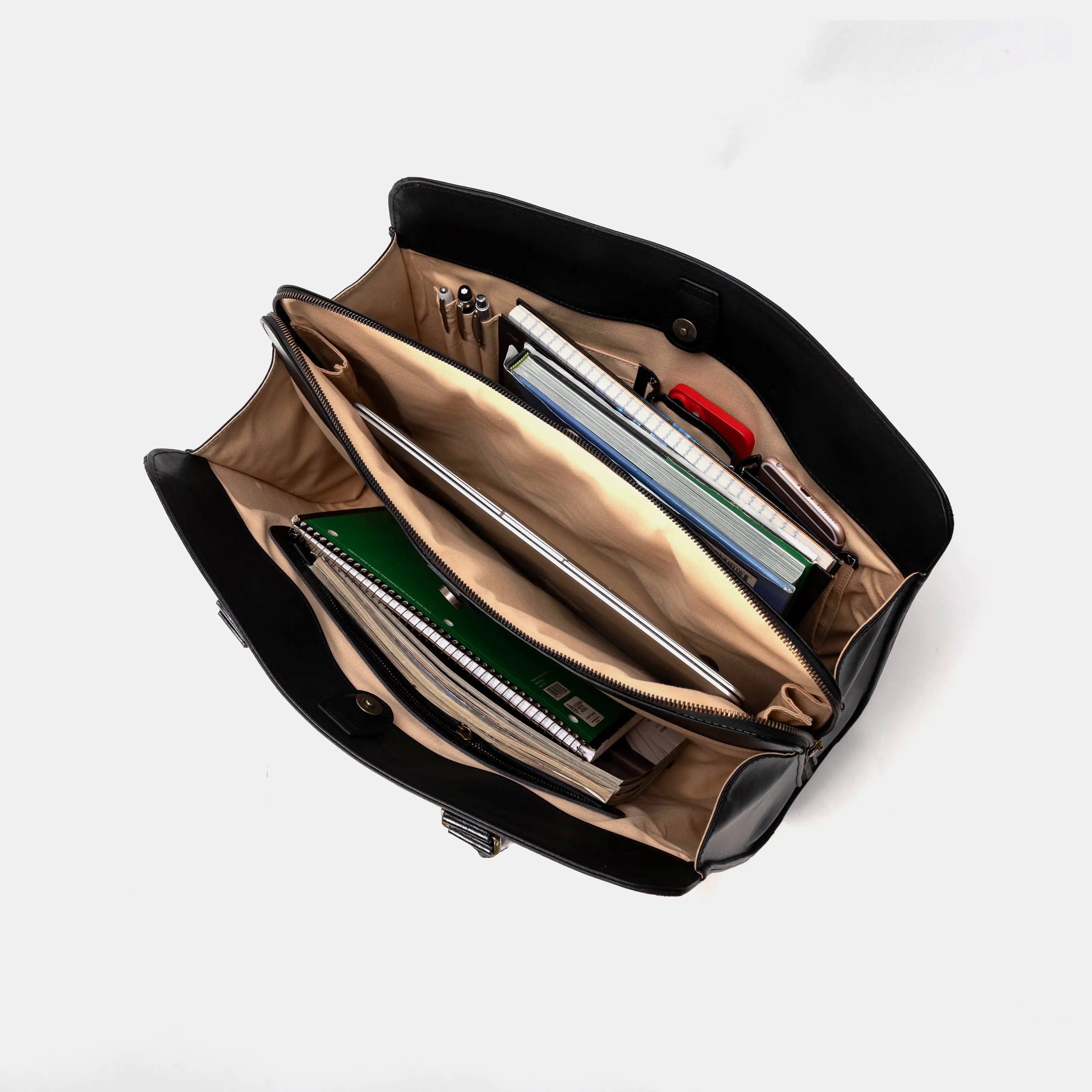 Damask D. Brown Business Tote of America in use