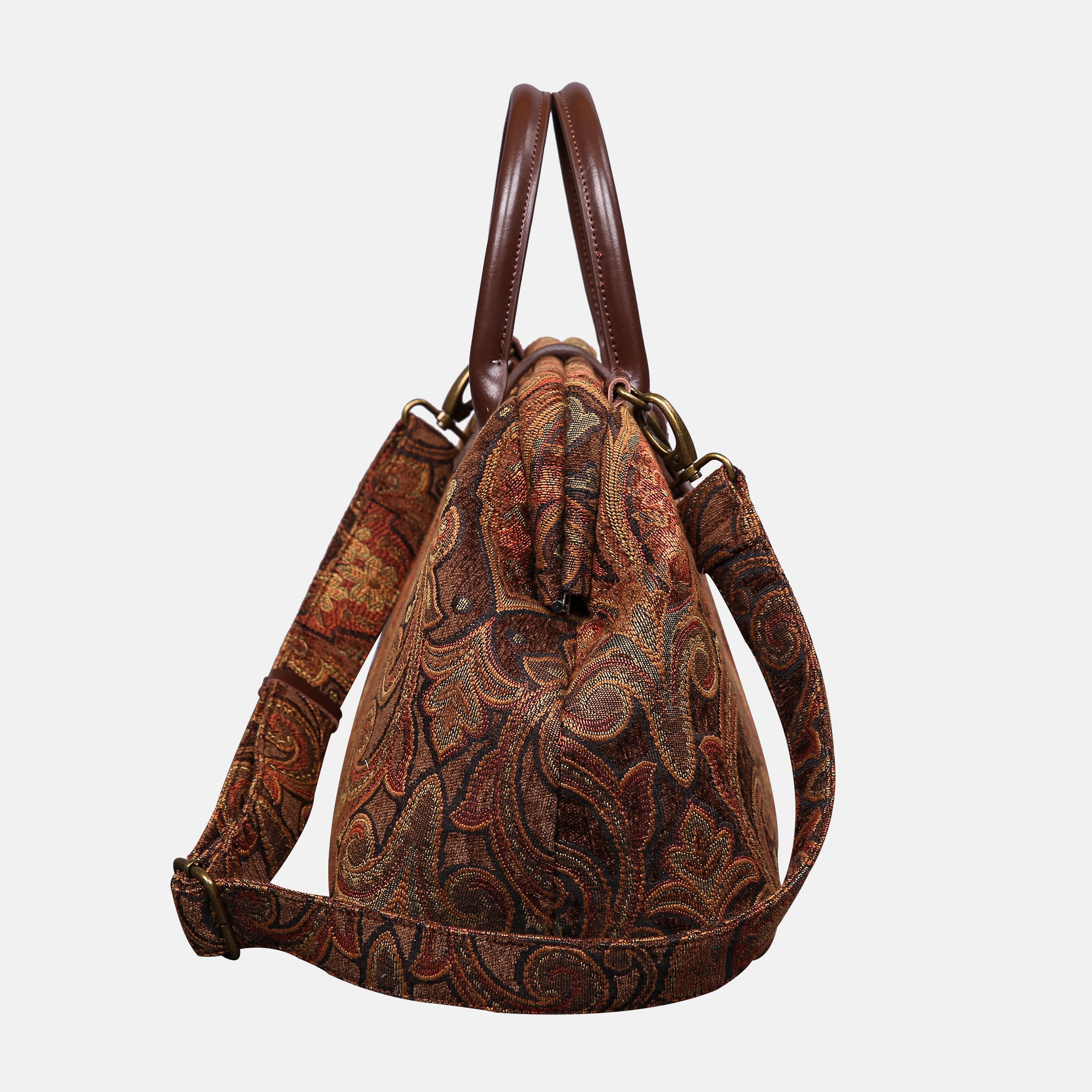 Damask D. Brown Carpet Handbag Purse carpet bag MCW Handmade of America side