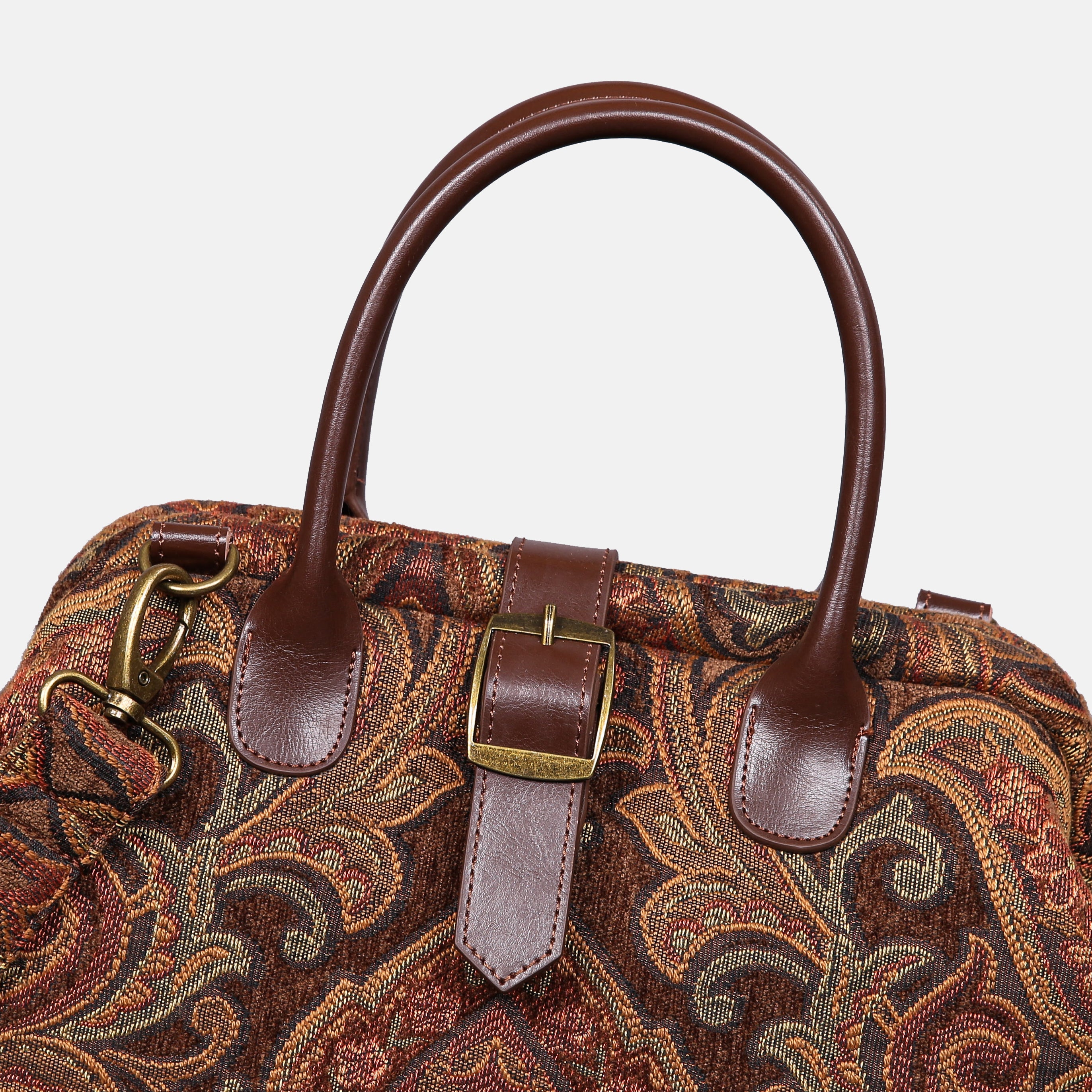 Damask D. Brown Carpet Handbag Purse carpet bag MCW Handmade of America buckle