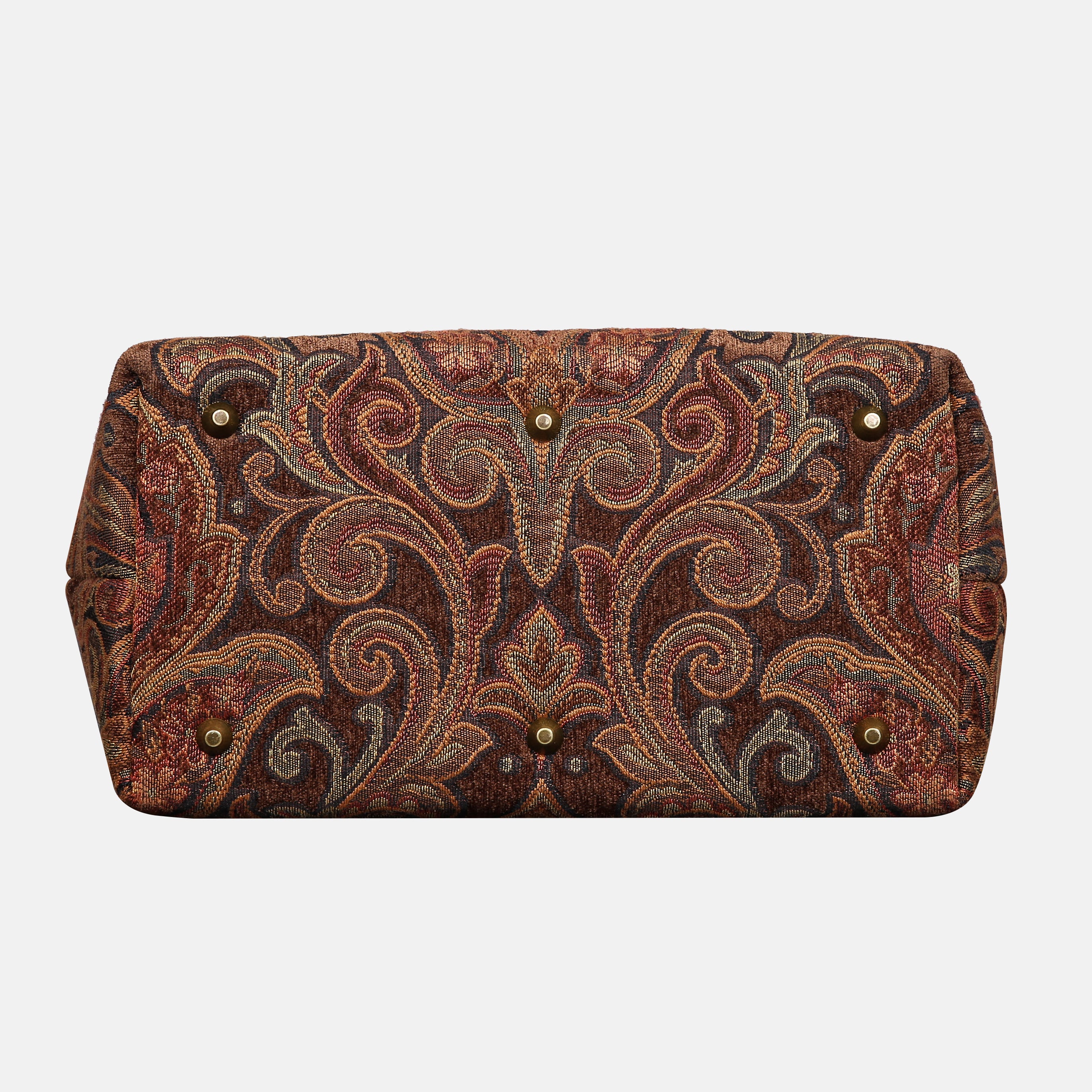 Damask D. Brown Carpet Handbag Purse carpet bag MCW Handmade of America bottom