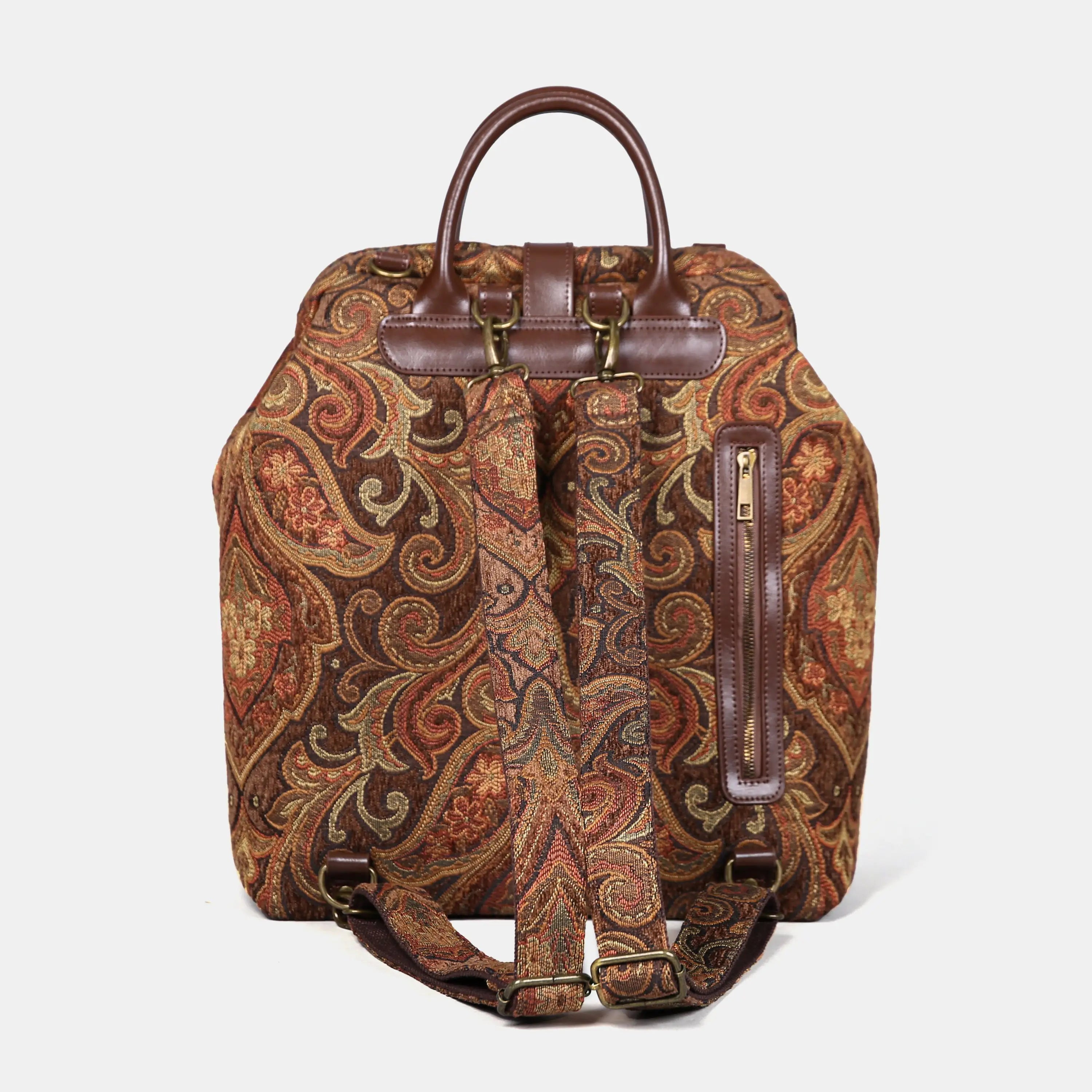 Damask D. Brown Carpet Laptop Backpack Carpetbag of America back