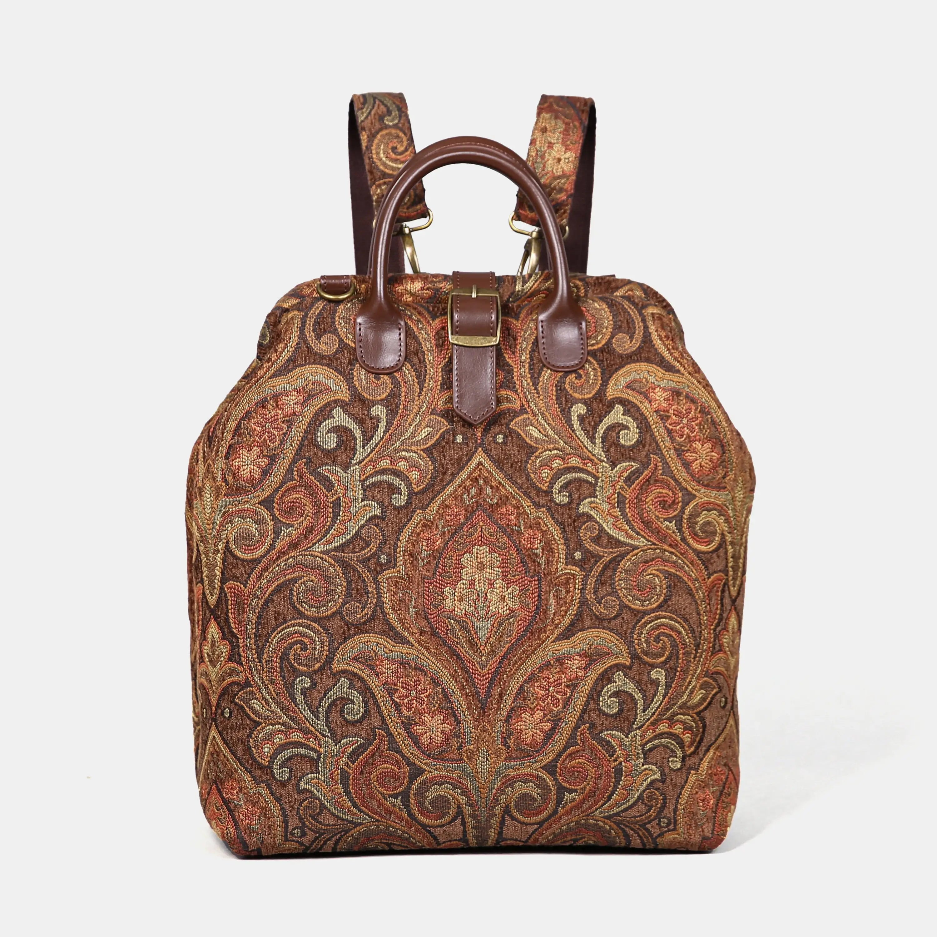 Damask D. Brown Carpet Laptop Backpack Carpetbag of America main